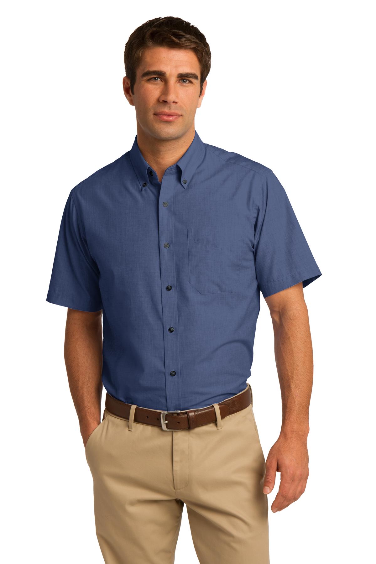 DISCONTINUED Port Authority Short Sleeve Crosshatch Easy Care Shirt. S656