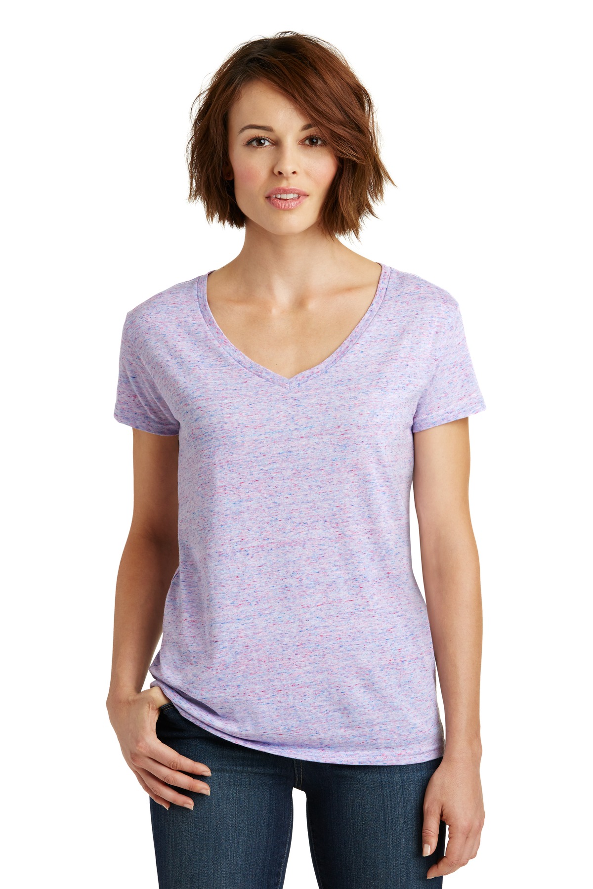DISCONTINUED District Women's Cosmic V-Neck Tee. DM465