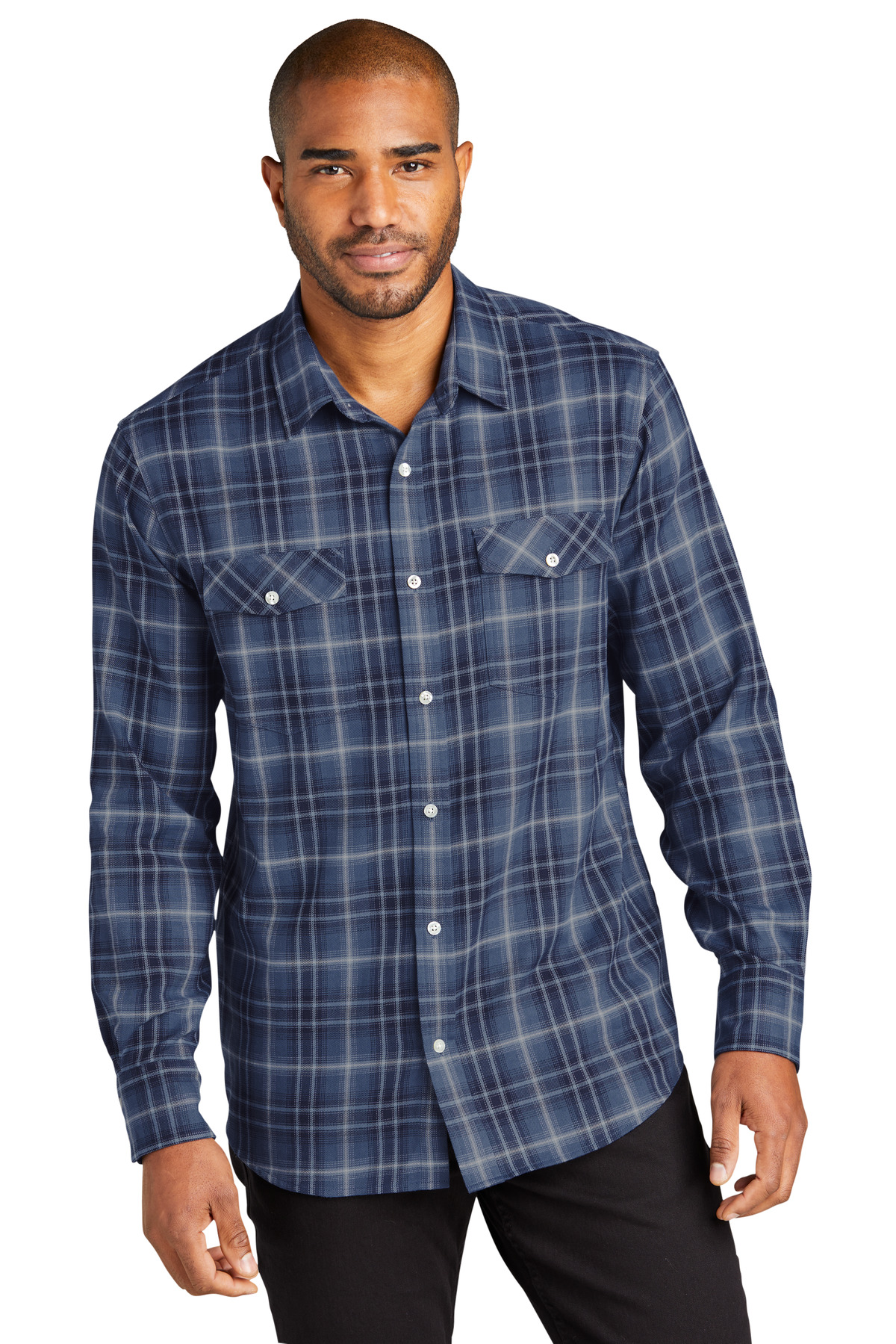 DISCONTINUED Port Authority Long Sleeve Ombre Plaid Shirt W672