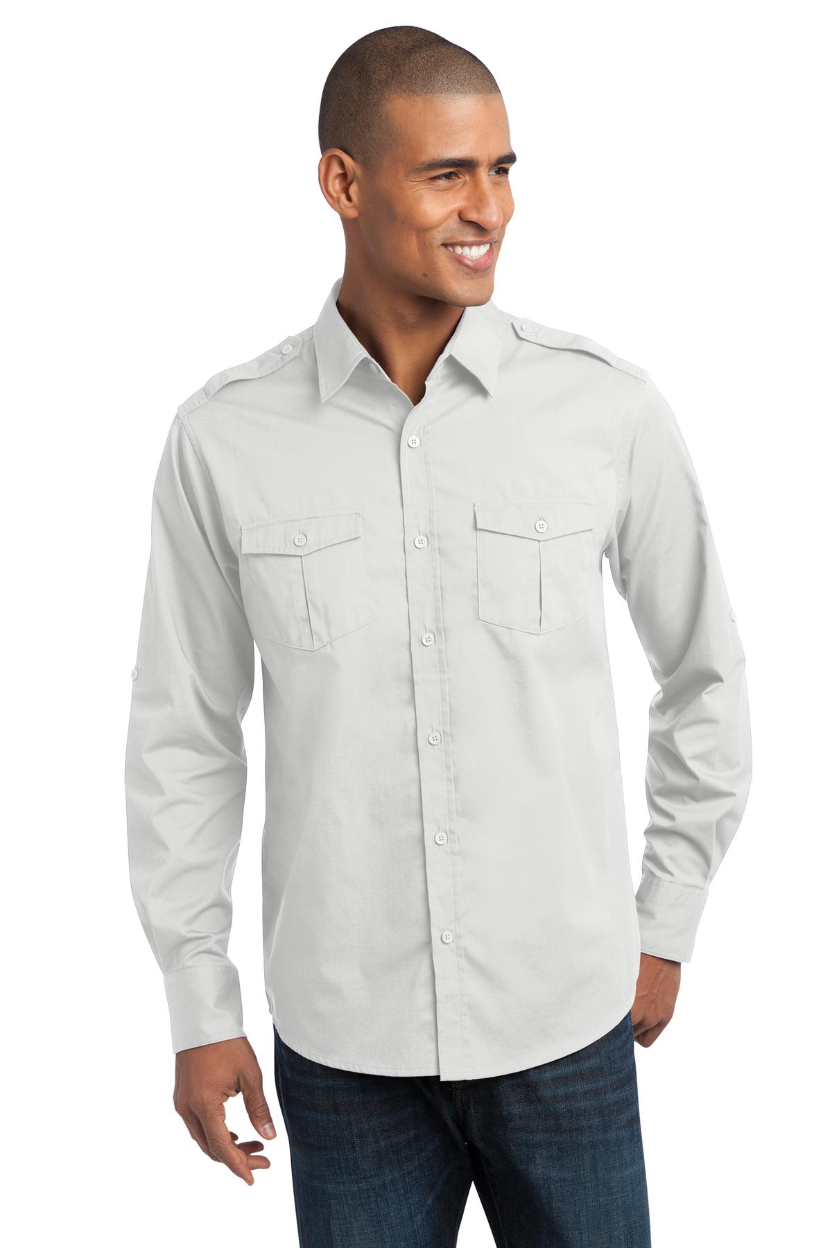 DISCONTINUED Port Authority Stain-Release Roll Sleeve Twill Shirt. S649