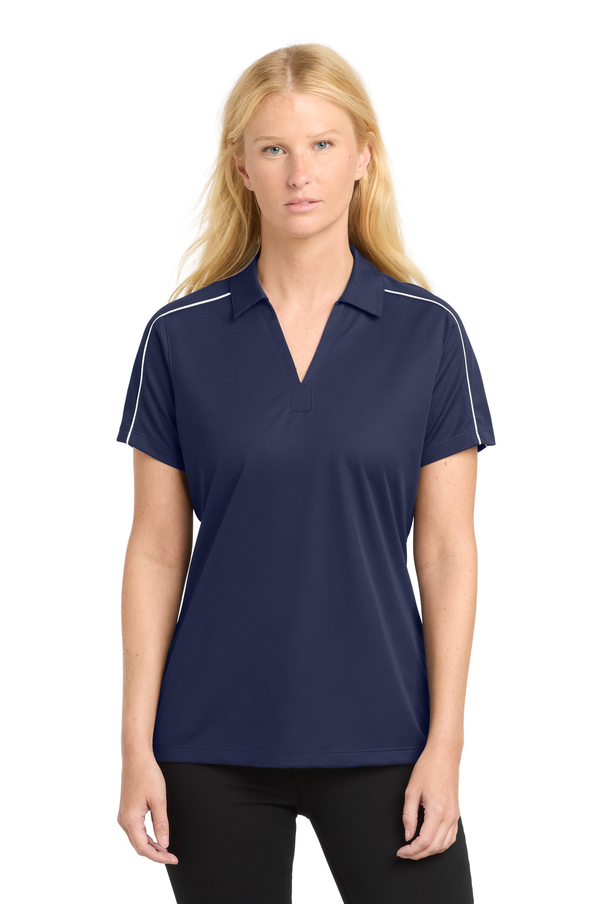 DISCONTINUED Sport-Tek Women's Micropique Sport-Wick Piped Polo. LST653