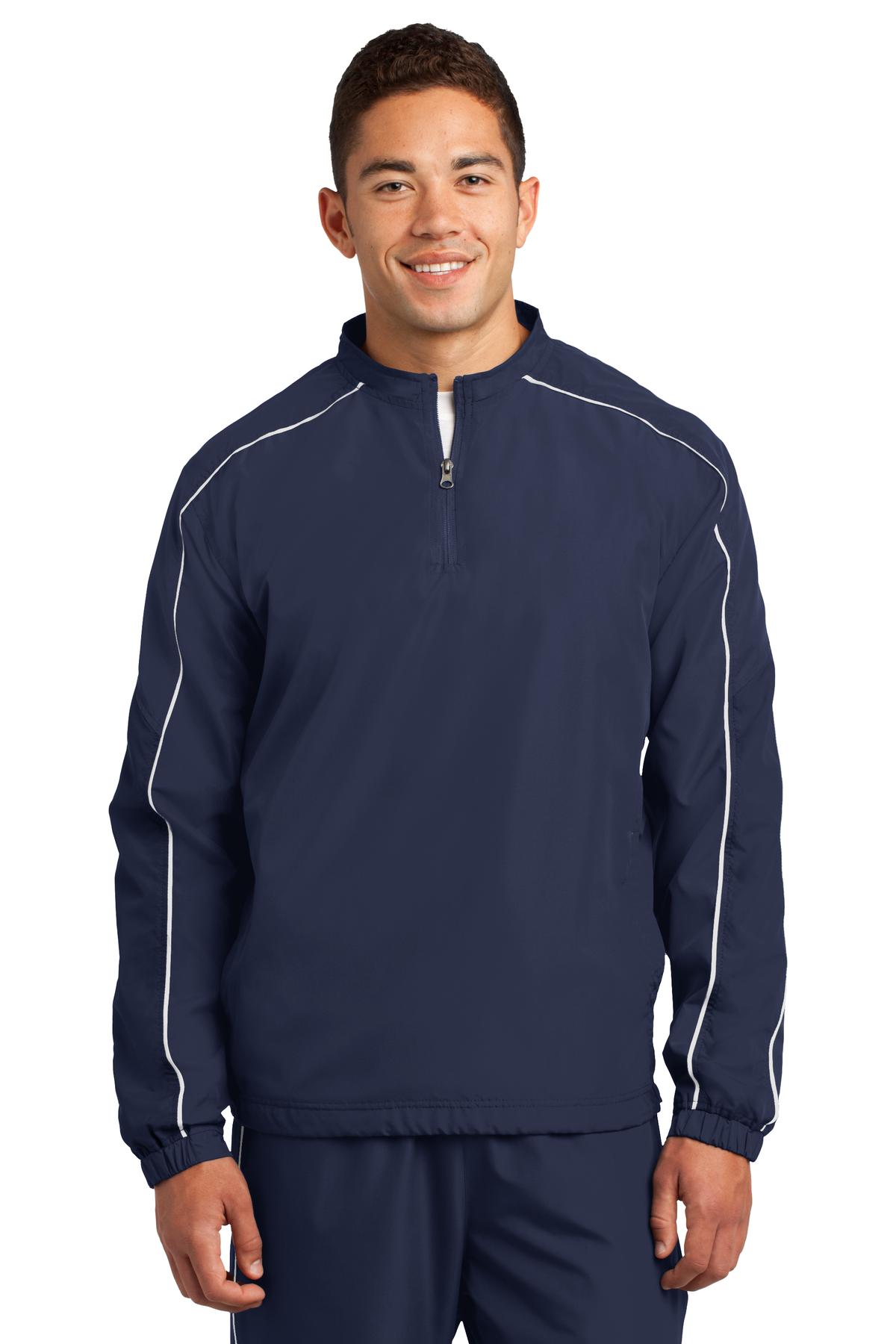 DISCONTINUED Sport-Tek Piped Colorblock 1/4-Zip Wind Shirt. JST64