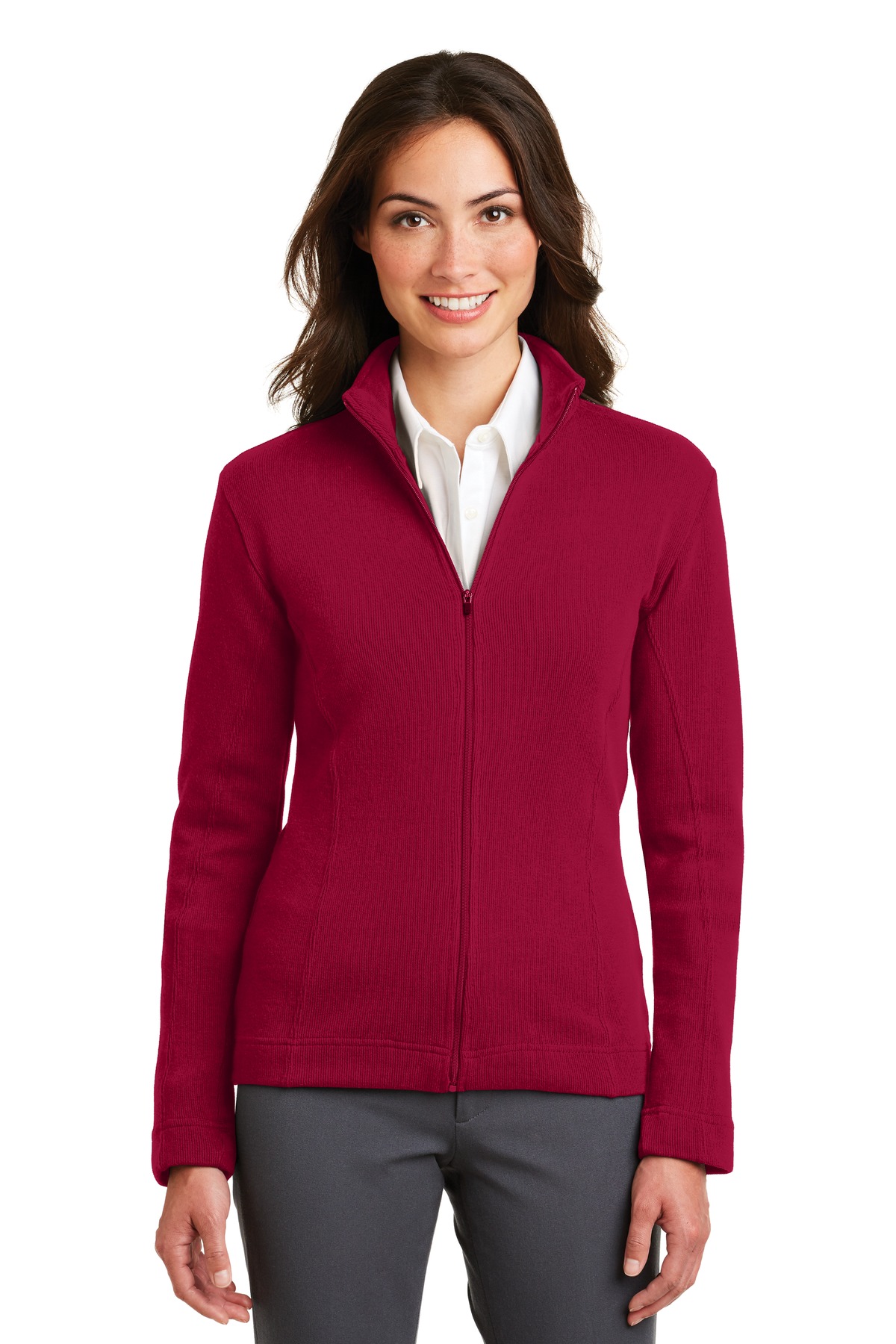 DISCONTINUED Port Authority Ladies Flatback Rib Full-Zip Jacket. L221