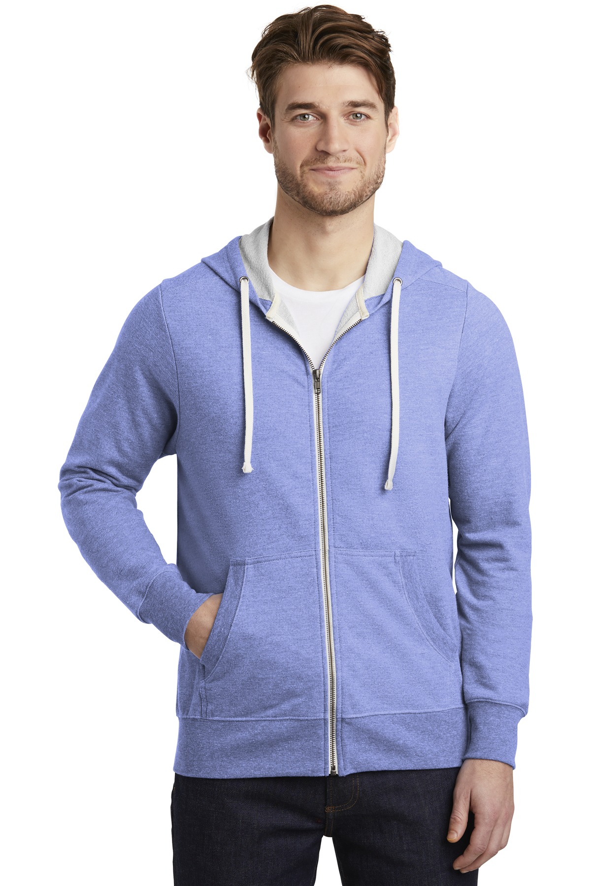 DISCONTINUED District Perfect Tri French Terry Full-Zip Hoodie. DT356