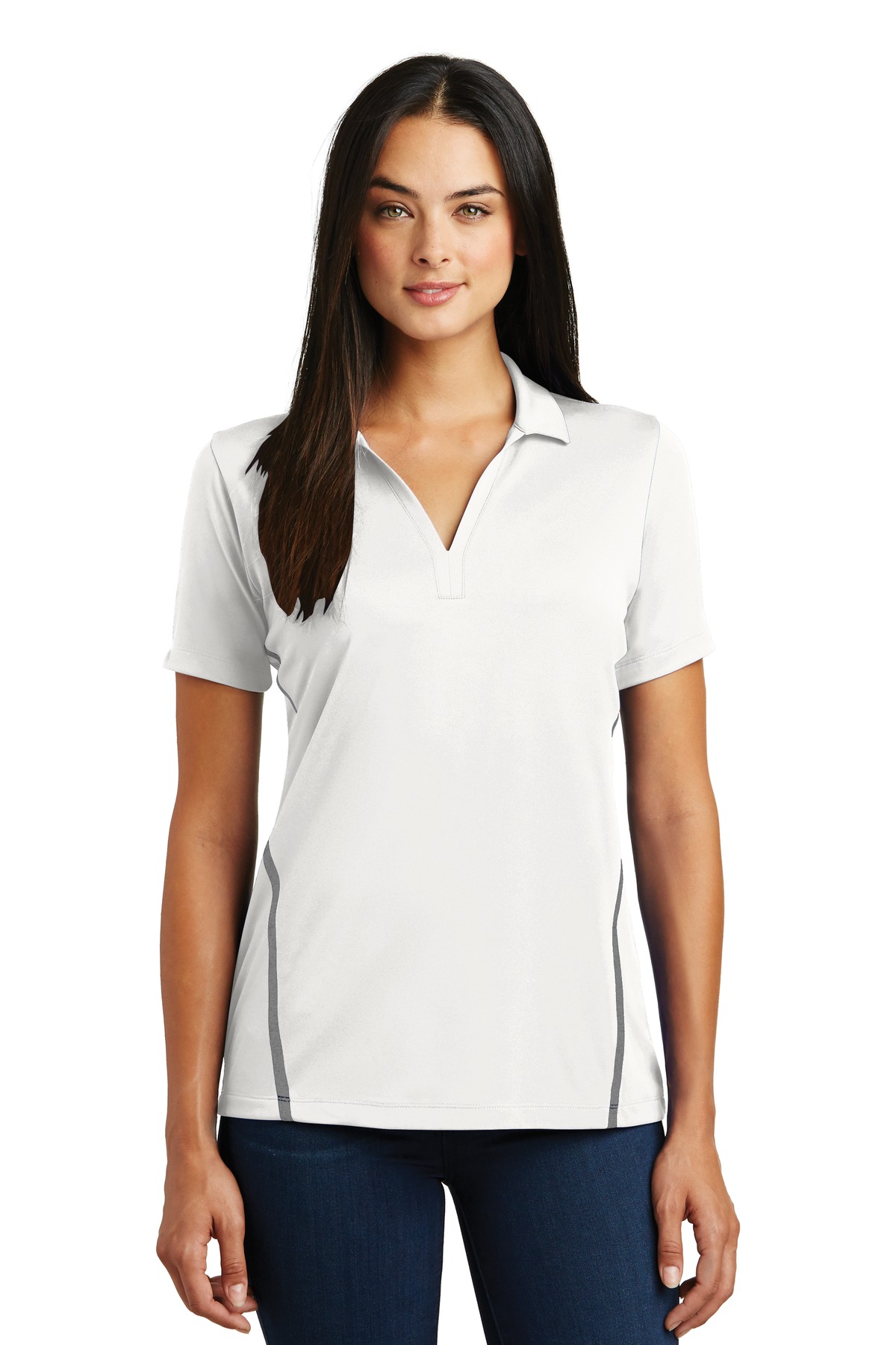 DISCONTINUED Sport-Tek Ladies Contrast PosiCharge Tough Polo. LST620