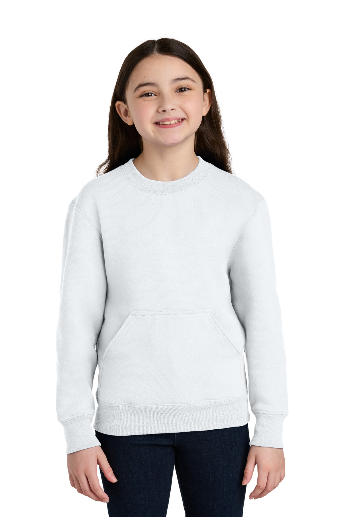 Port & Co Youth Core Fleece Crewneck Pocket Sweatshirt PC78YPKT