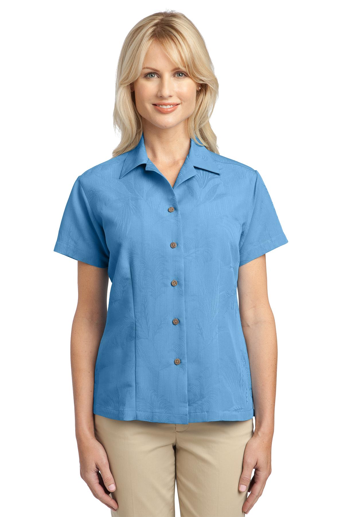 DISCONTINUED Port Authority Ladies Patterned Easy Care Camp Shirt. L536