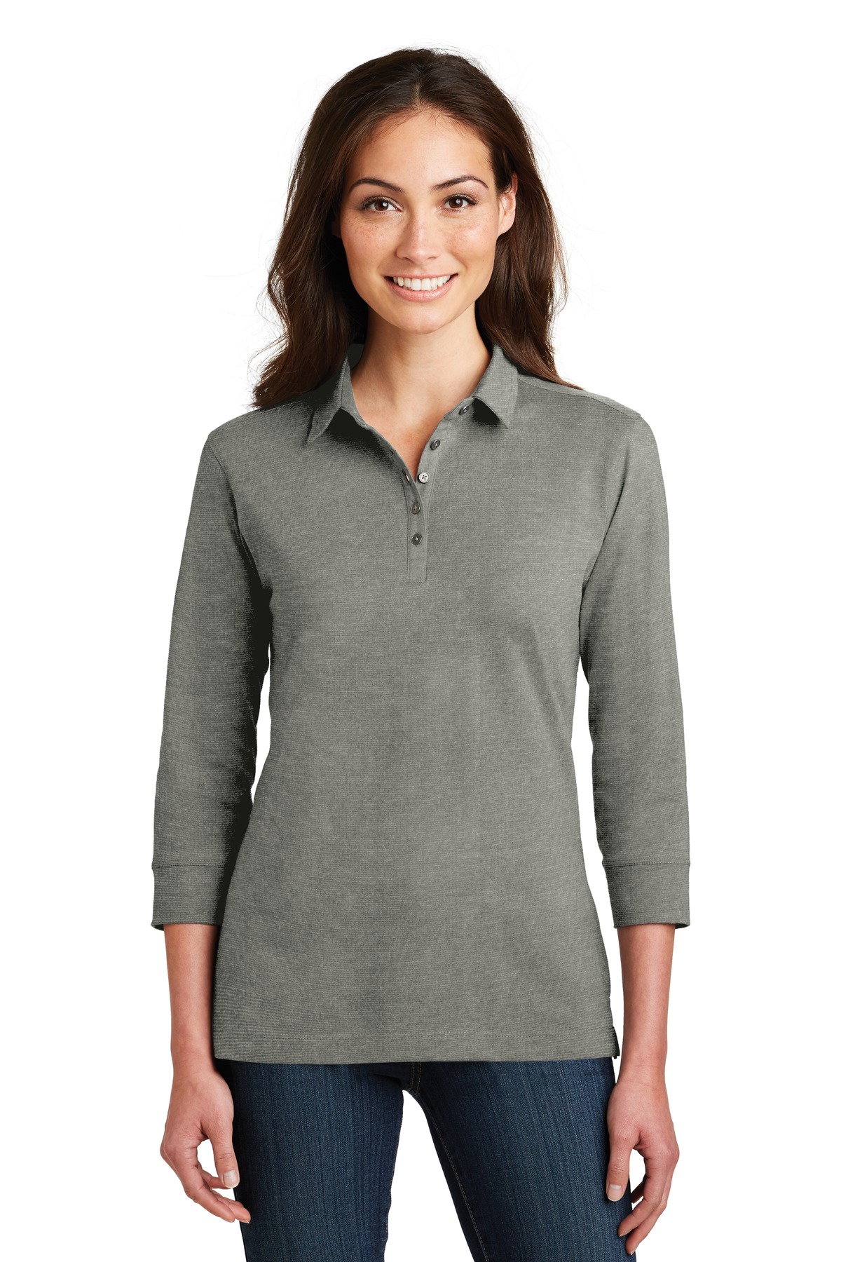 DISCONTINUED Port Authority Ladies 3/4-Sleeve Meridian Cotton Blend Polo. L578