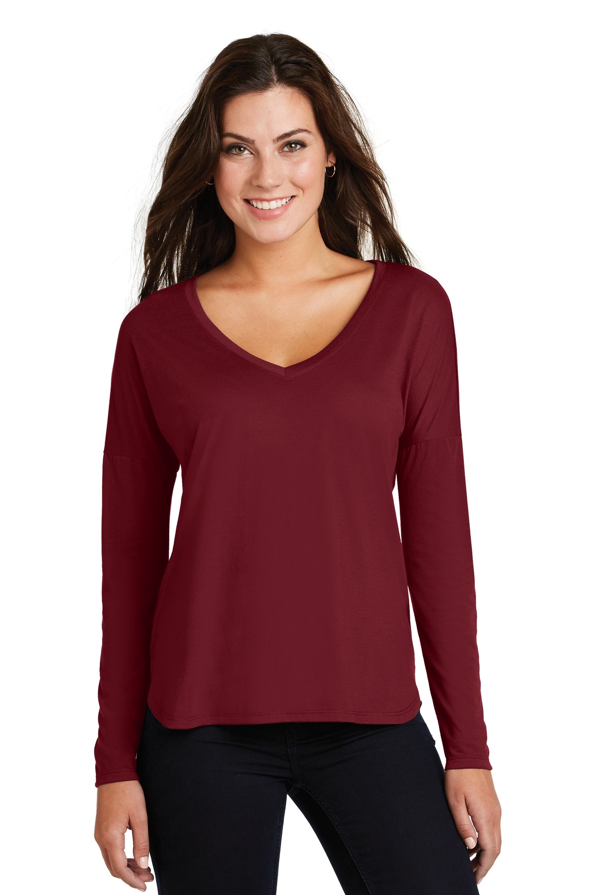 DISCONTINUED District Women's Drapey Long Sleeve Tee. DM413