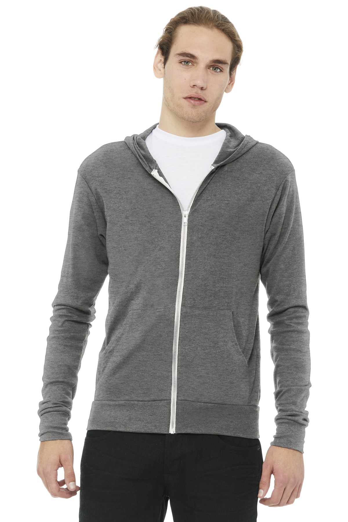DISCONTINUED BELLA+CANVAS Unisex Triblend Full-Zip Lightweight Hoodie. BC3939