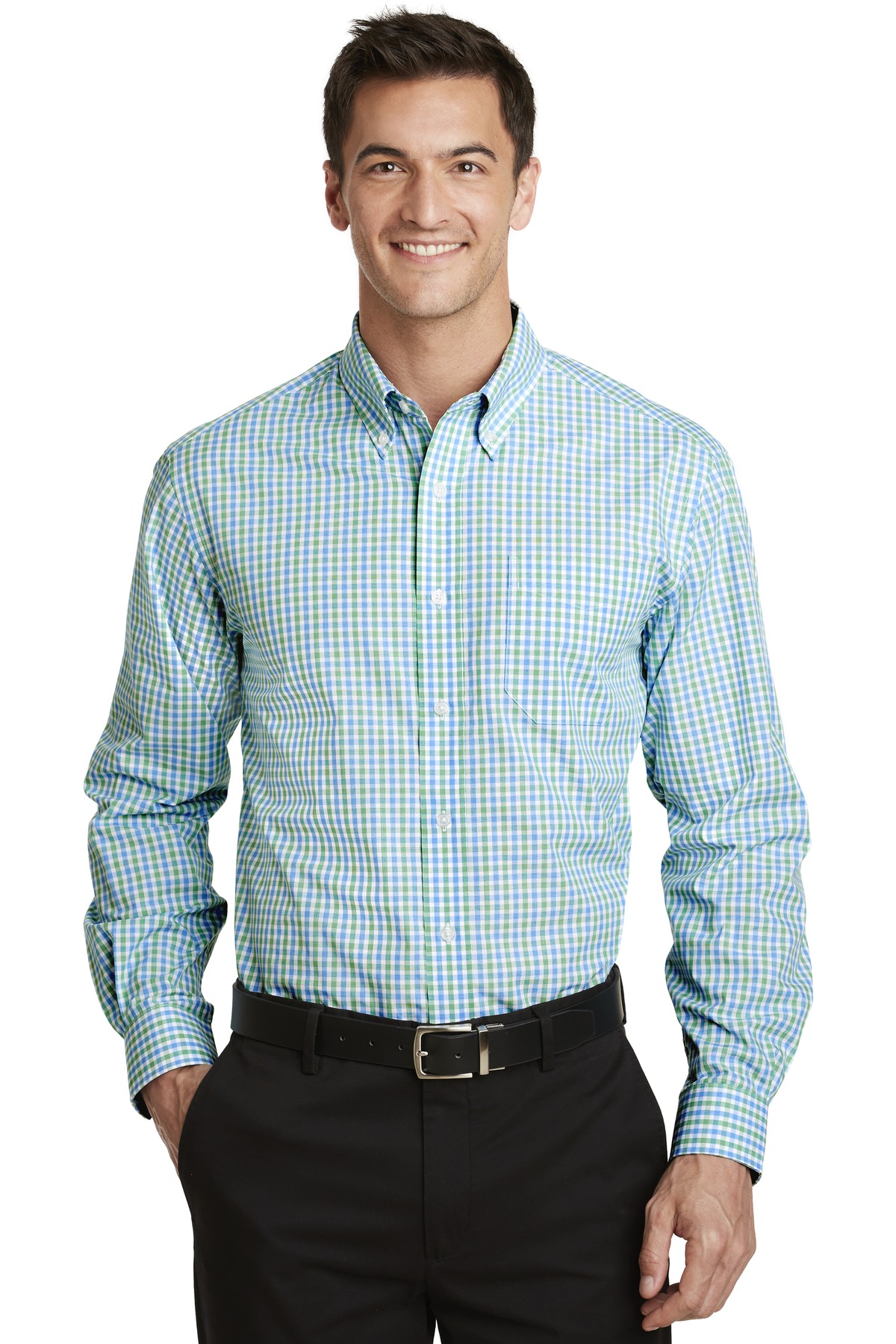 DISCONTINUED Port Authority Long Sleeve Gingham Easy Care Shirt. S654
