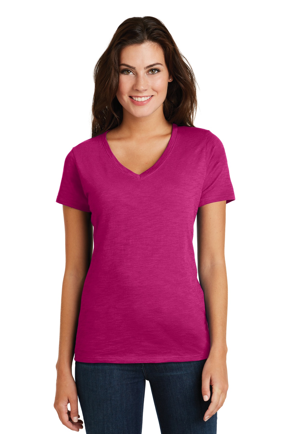 DISCONTINUED District Women's Super Slub V-Neck Tee. DM3501