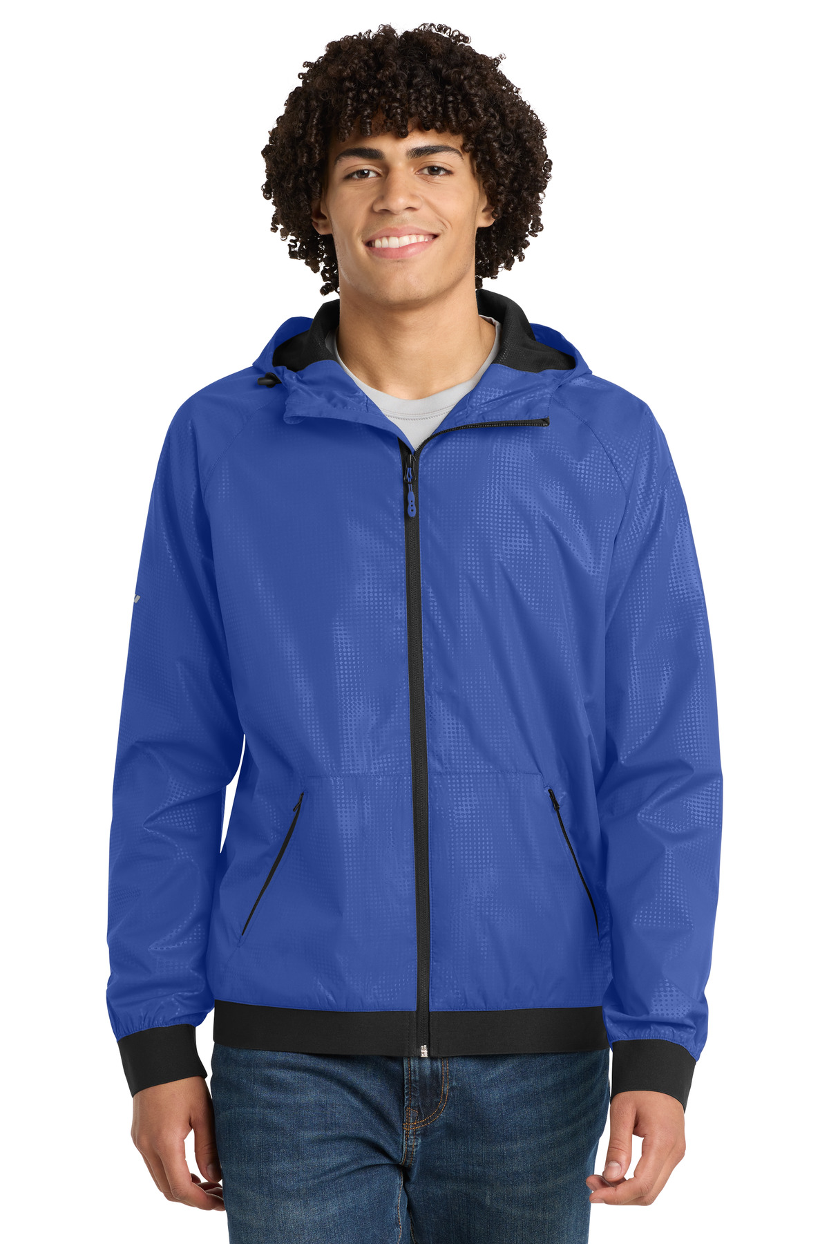 DISCONTINUED Sport-Tek Embossed Hooded Wind Jacket. JST53