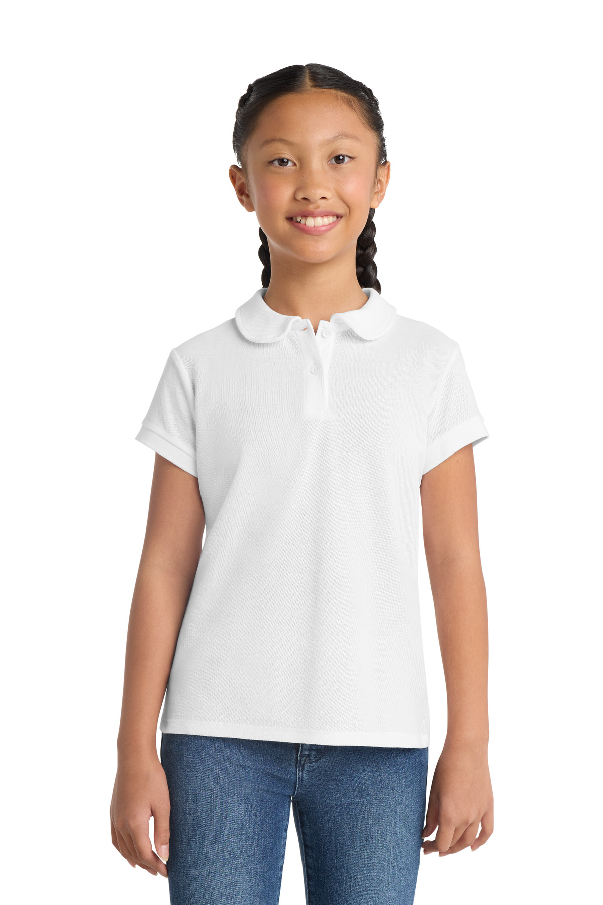 Port Authority Girls Silk Touch Peter Pan Collar Polo. YG503