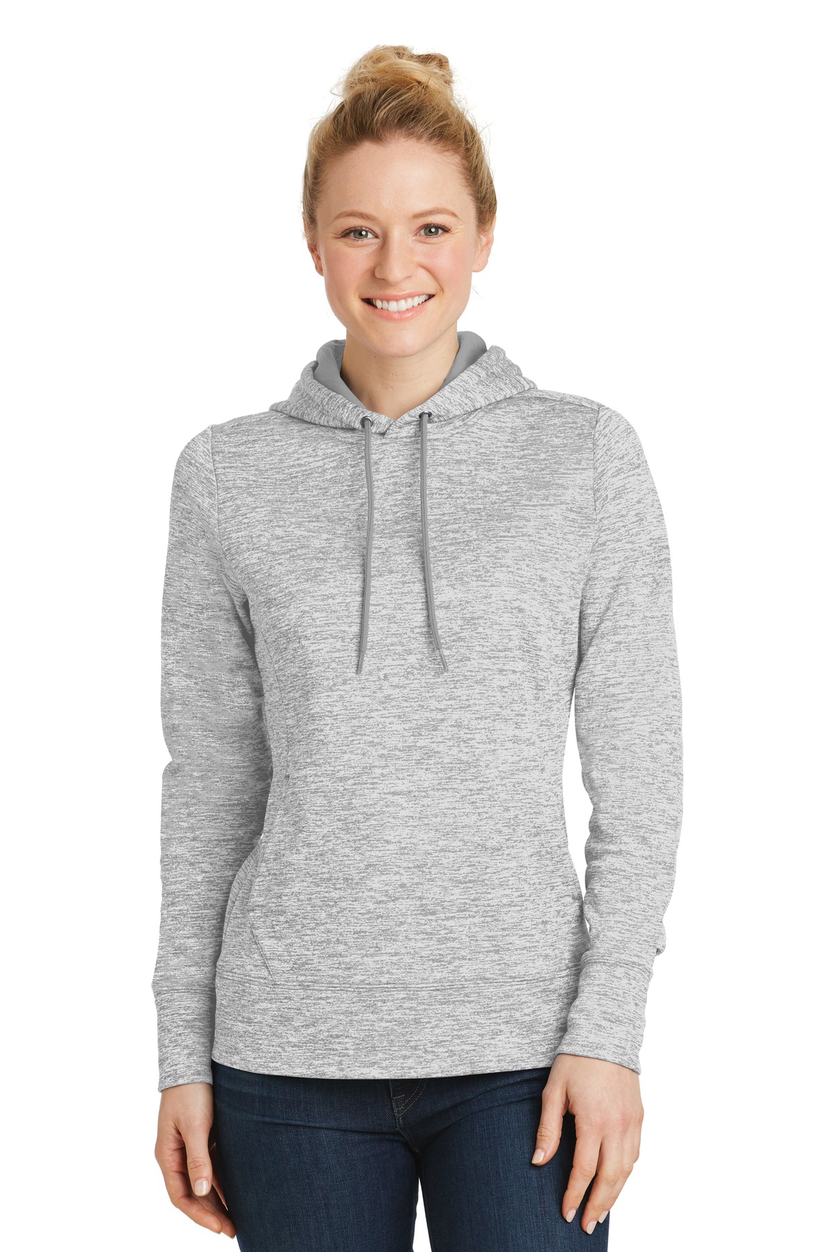 DISCONTINUED Sport-Tek Women's PosiCharge Electric Heather Fleece Hooded Pullover. LST225