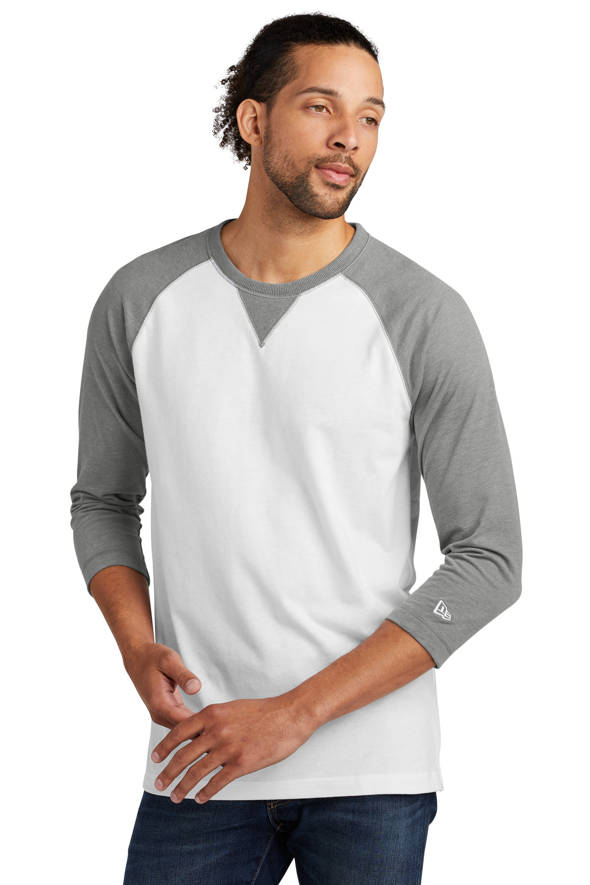 DISCONTINUED New Era Sueded Cotton Blend 3/4-Sleeve Baseball Raglan Tee. NEA121