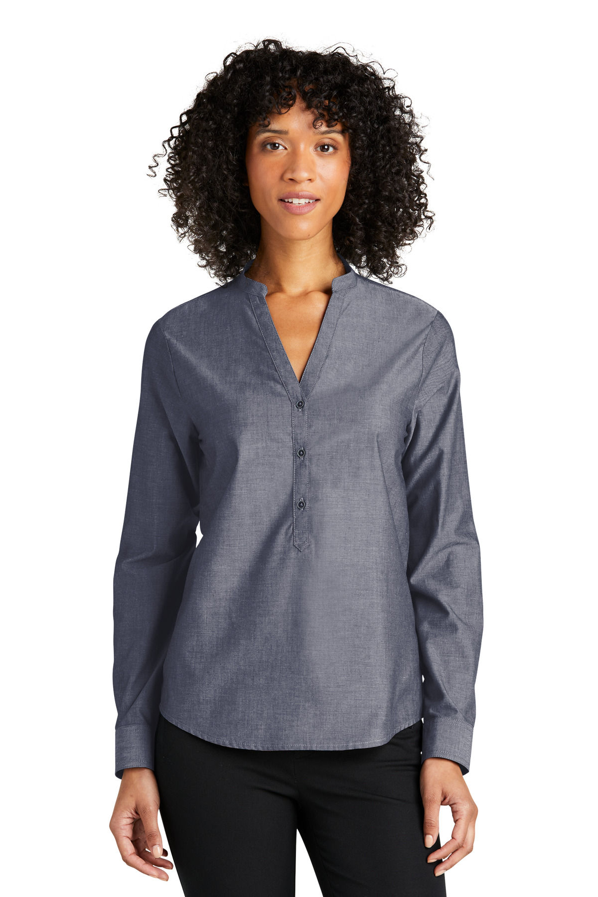 DISCONTINUED Port Authority Women's Long Sleeve Chambray Easy Care Shirt LW382
