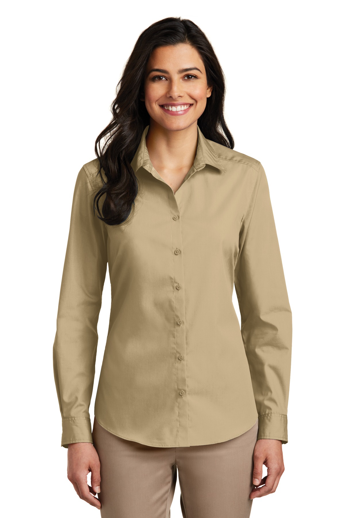 Port Authority Women's Long Sleeve Carefree Poplin Shirt. LW100