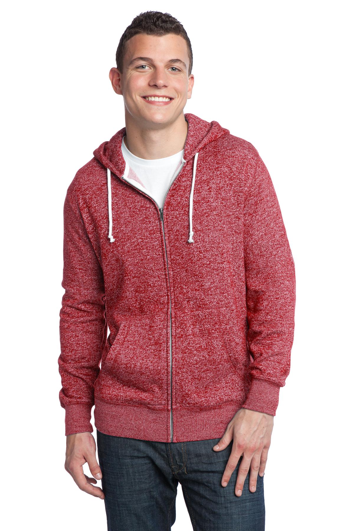 DISCONTINUED District - Young Mens Marled Fleece Full-Zip Hoodie DT192