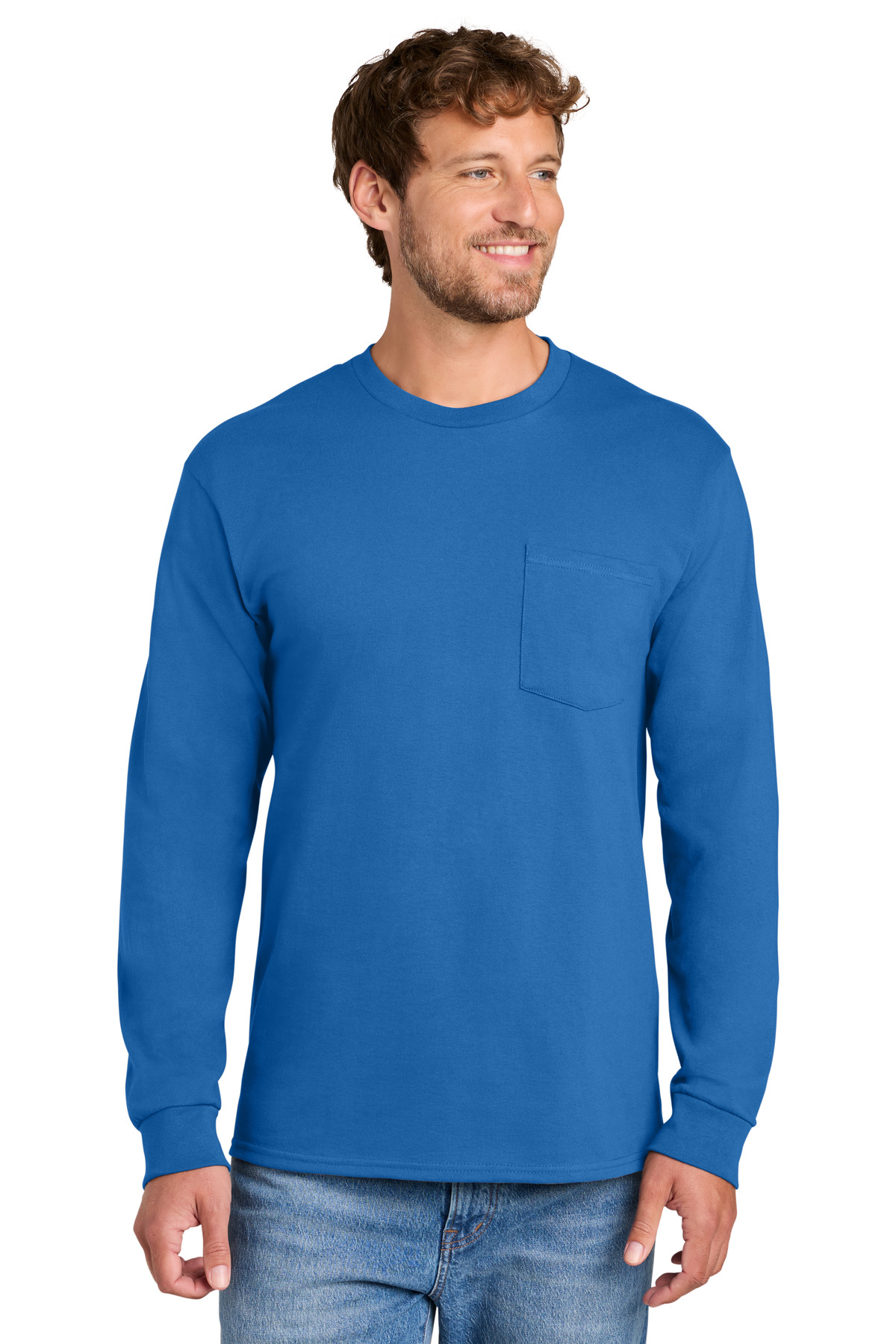 Port & Co Tall Long Sleeve Essential Pocket Tee. PC61LSPT