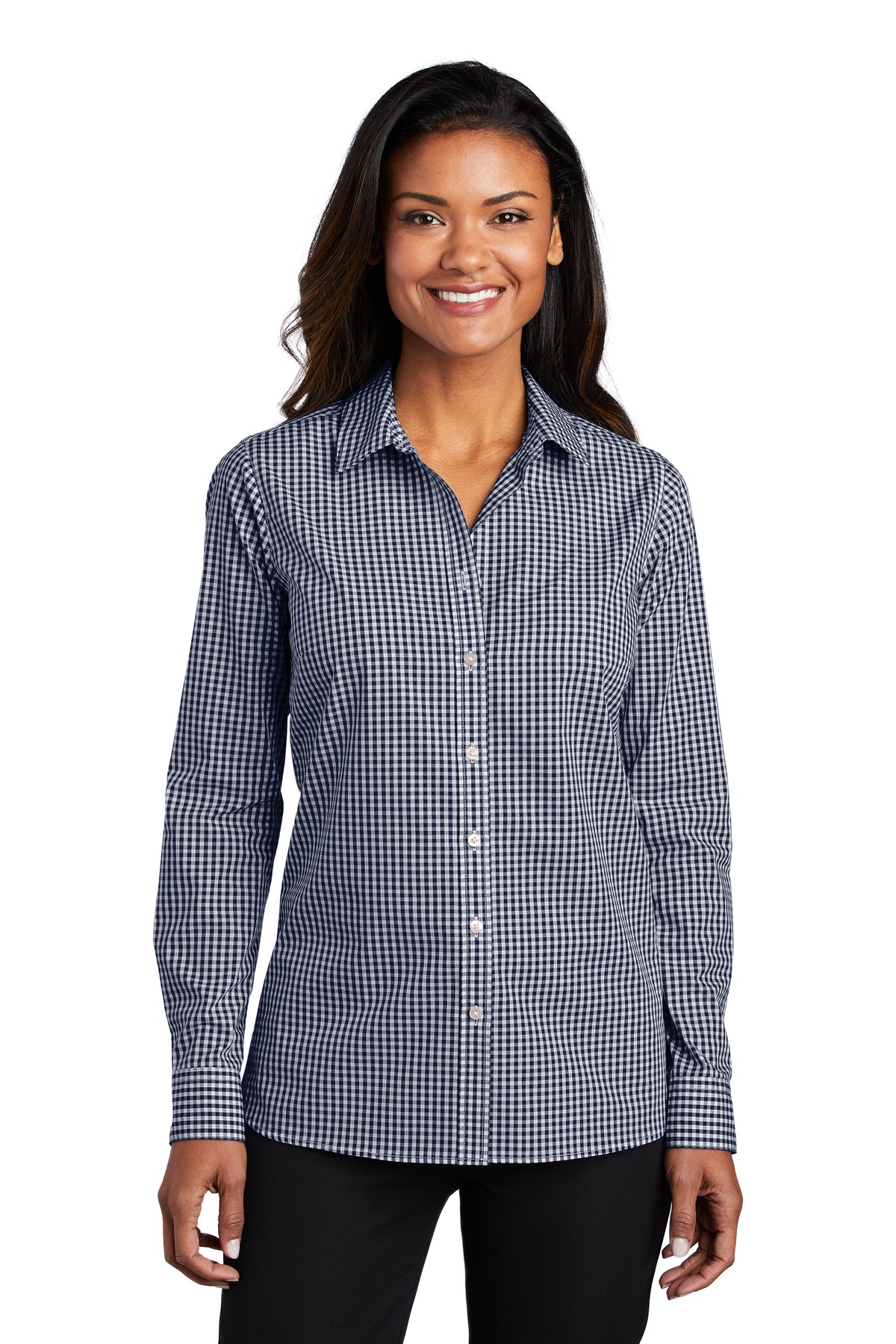 DISCONTINUED Port Authority Women's Broadcloth Gingham Easy Care Shirt LW644