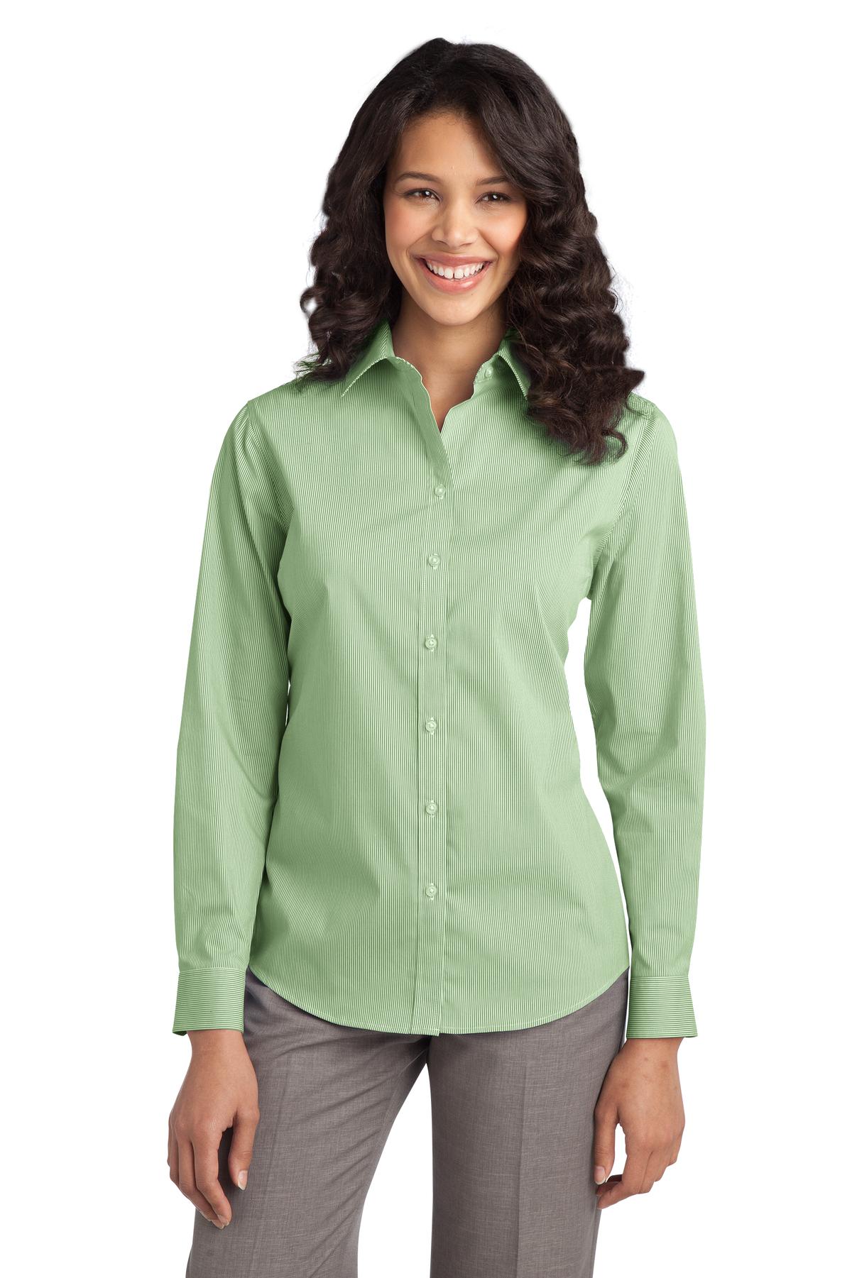 DISCONTINUED Port Authority Ladies Fine Stripe Stretch Poplin Shirt. L647