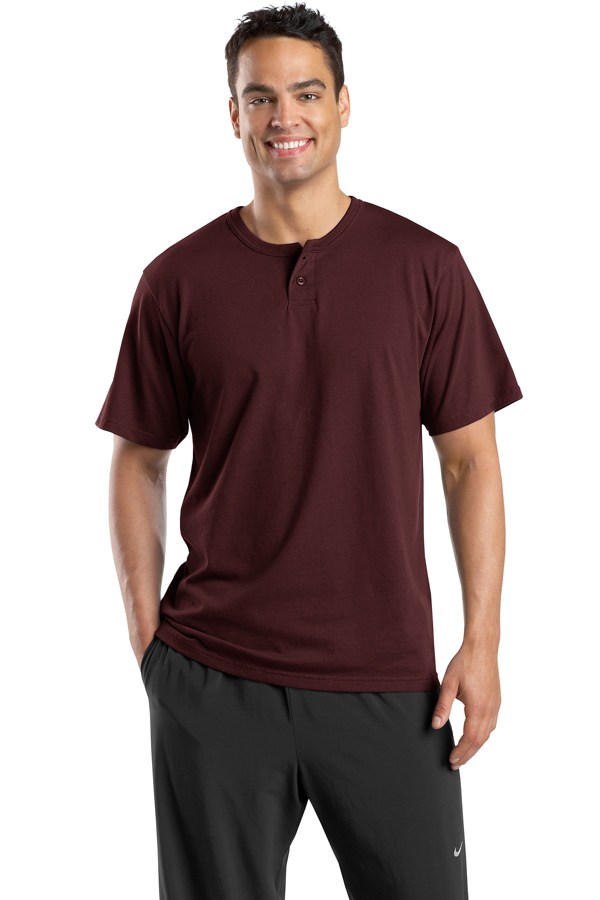 DISCONTINUED Sport-Tek Short Sleeve Henley. T210