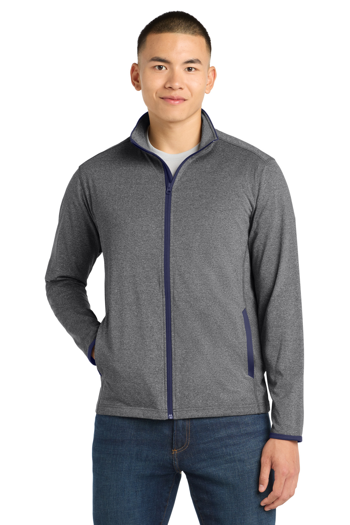 Sport-Tek Sport-Wick Stretch Contrast Full-Zip Jacket. ST853