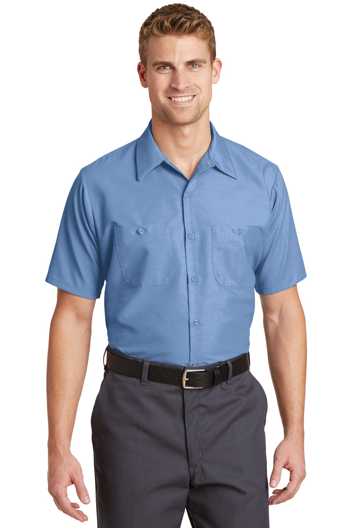 Red Kap Long Size Short Sleeve Industrial Work Shirt. SP24LONG