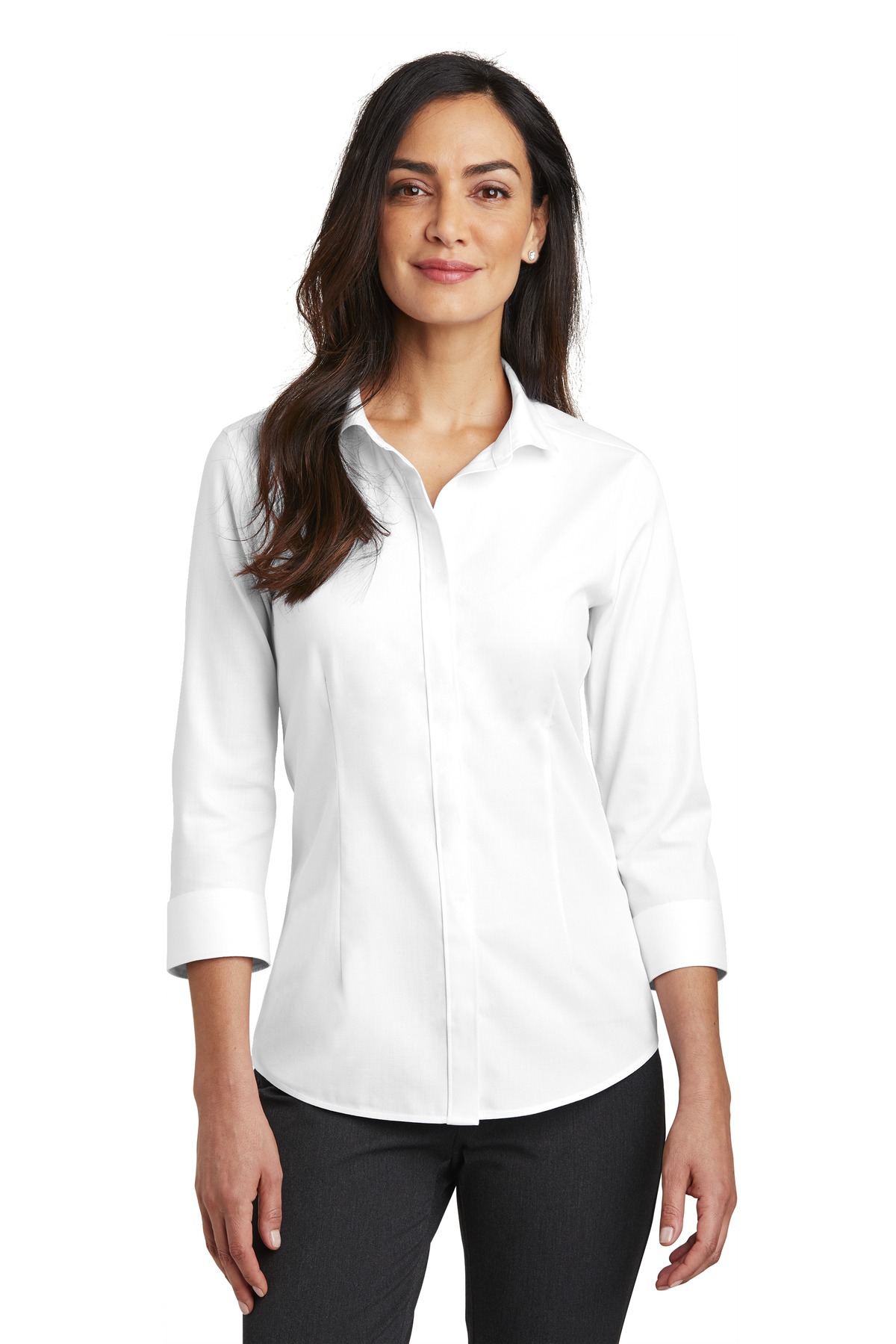 DISCONTINUED Red House Ladies 3/4-Sleeve Nailhead Non-Iron Shirt. RH690