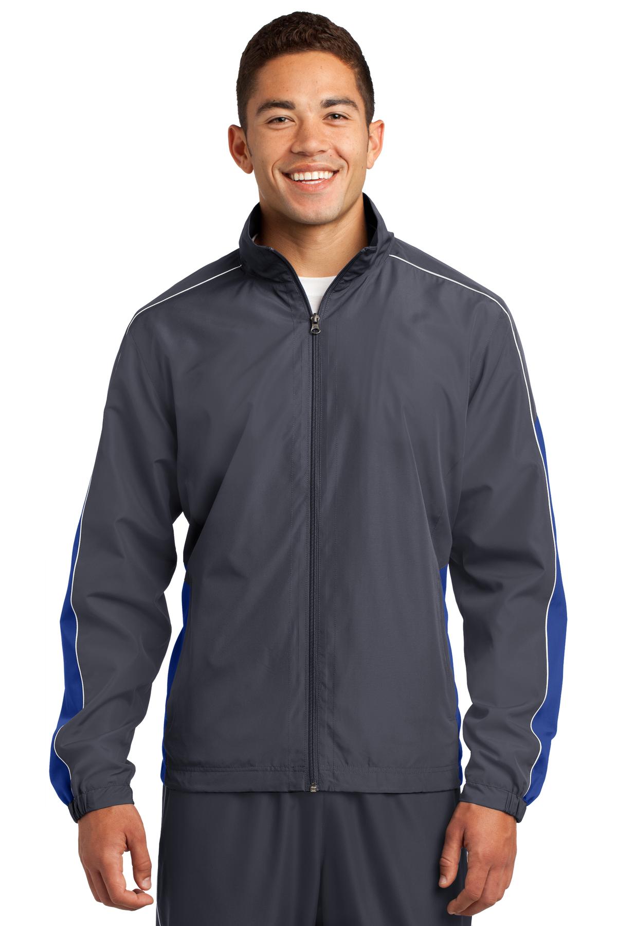 DISCONTINUED Sport-Tek Piped Colorblock Wind Jacket. JST61