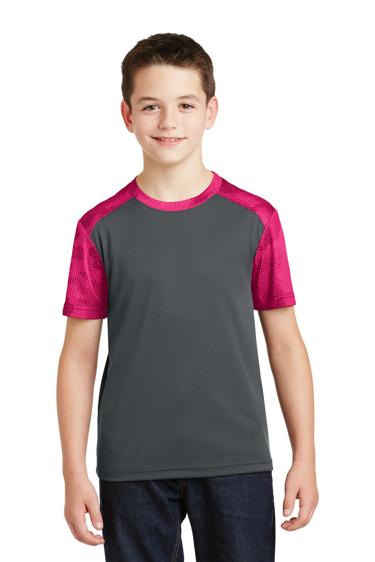 DISCONTINUED Sport-Tek Youth CamoHex Colorblock Tee. YST371