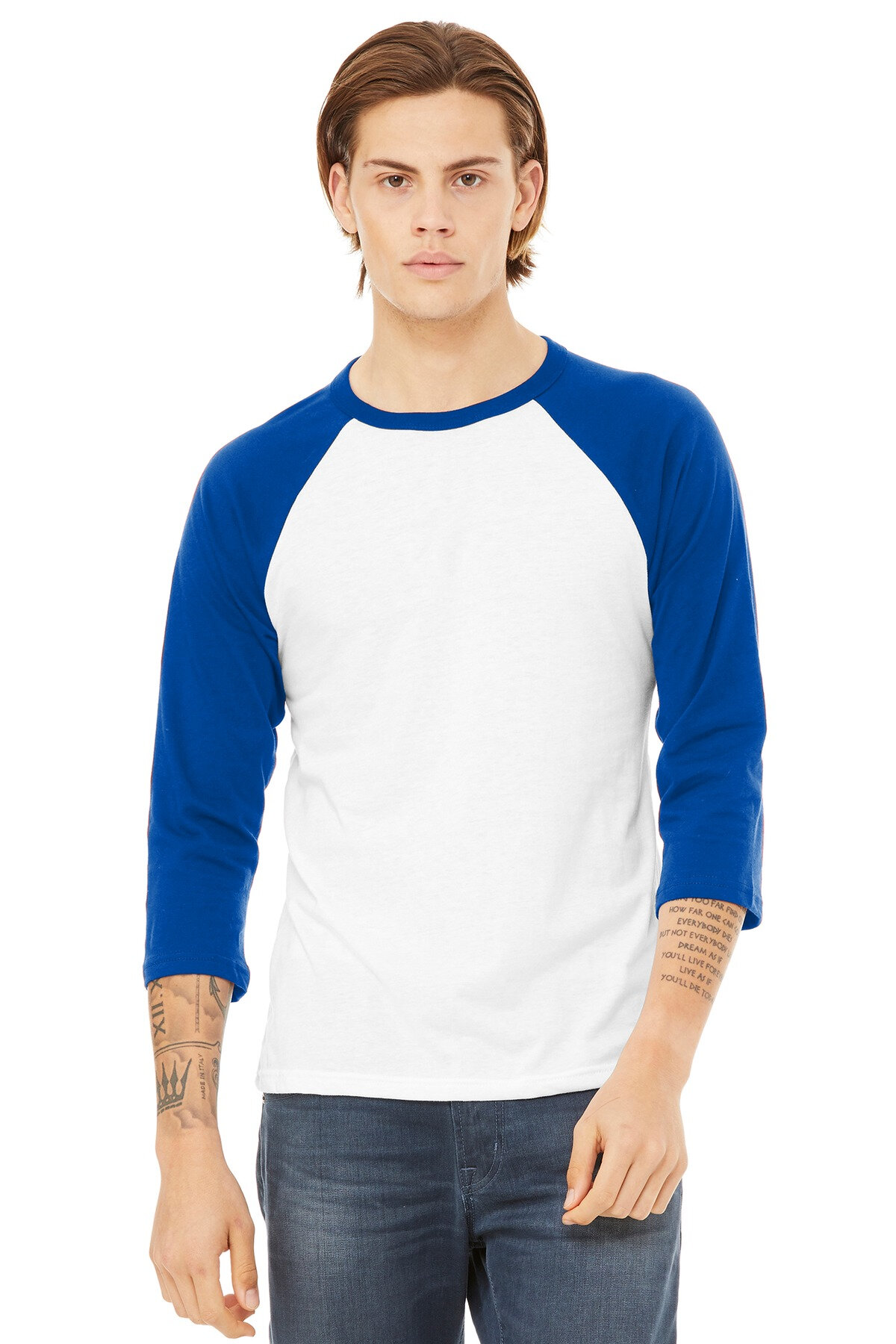 BELLA+CANVAS Unisex 3/4-Sleeve Baseball Tee. BC3200