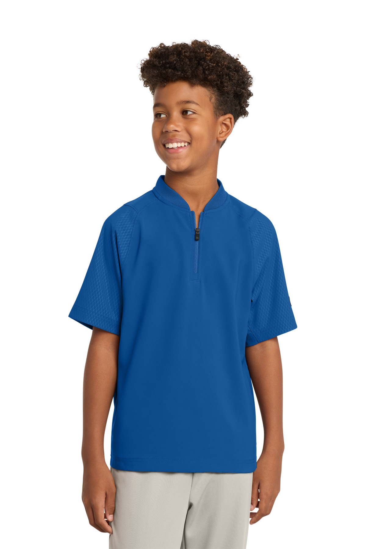 DISCONTINUED New Era Youth Cage Short Sleeve 1/4-Zip Jacket. YNEA600
