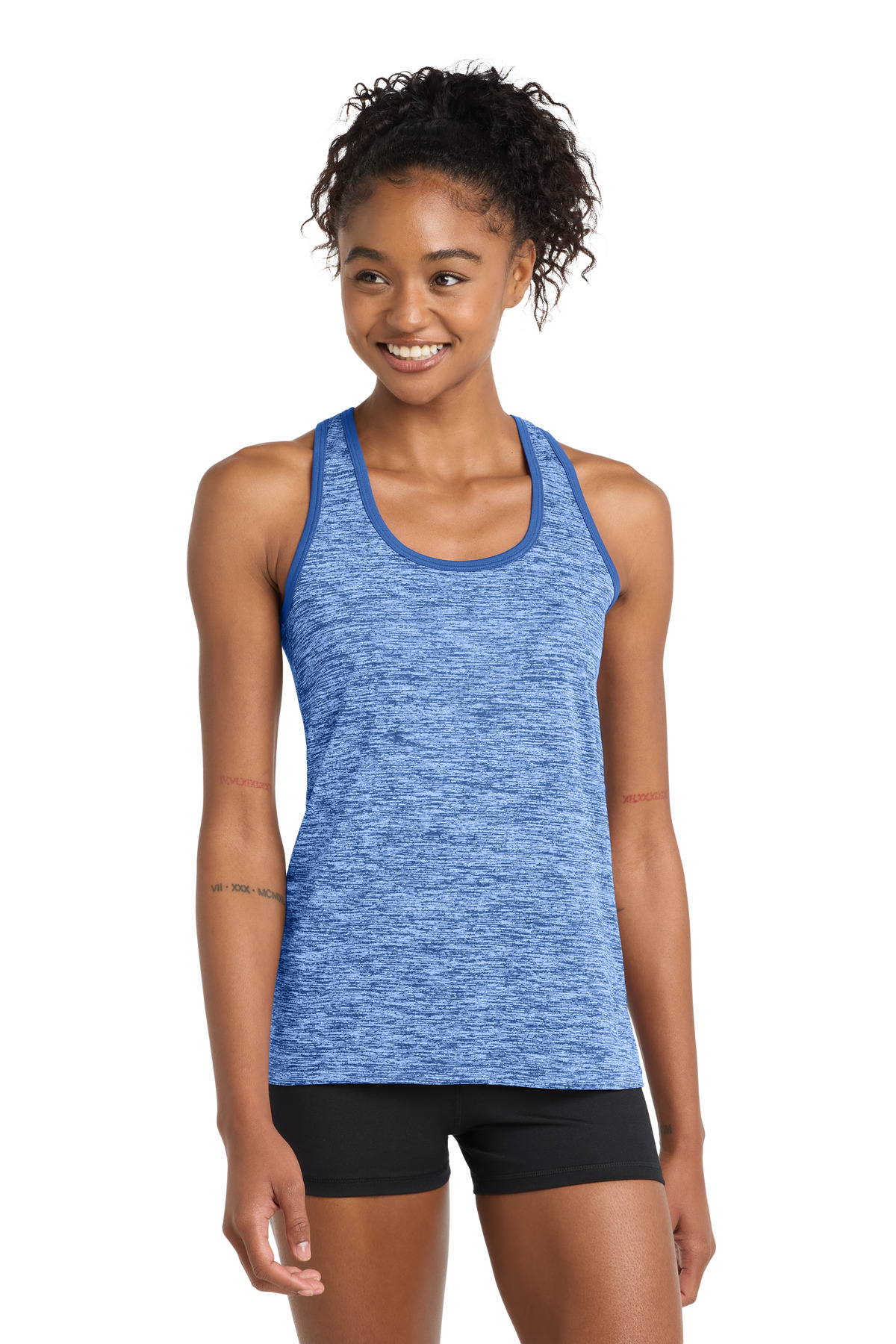 DISCONTINUED Sport-Tek Women's PosiCharge Electric Heather Racerback Tank. LST396