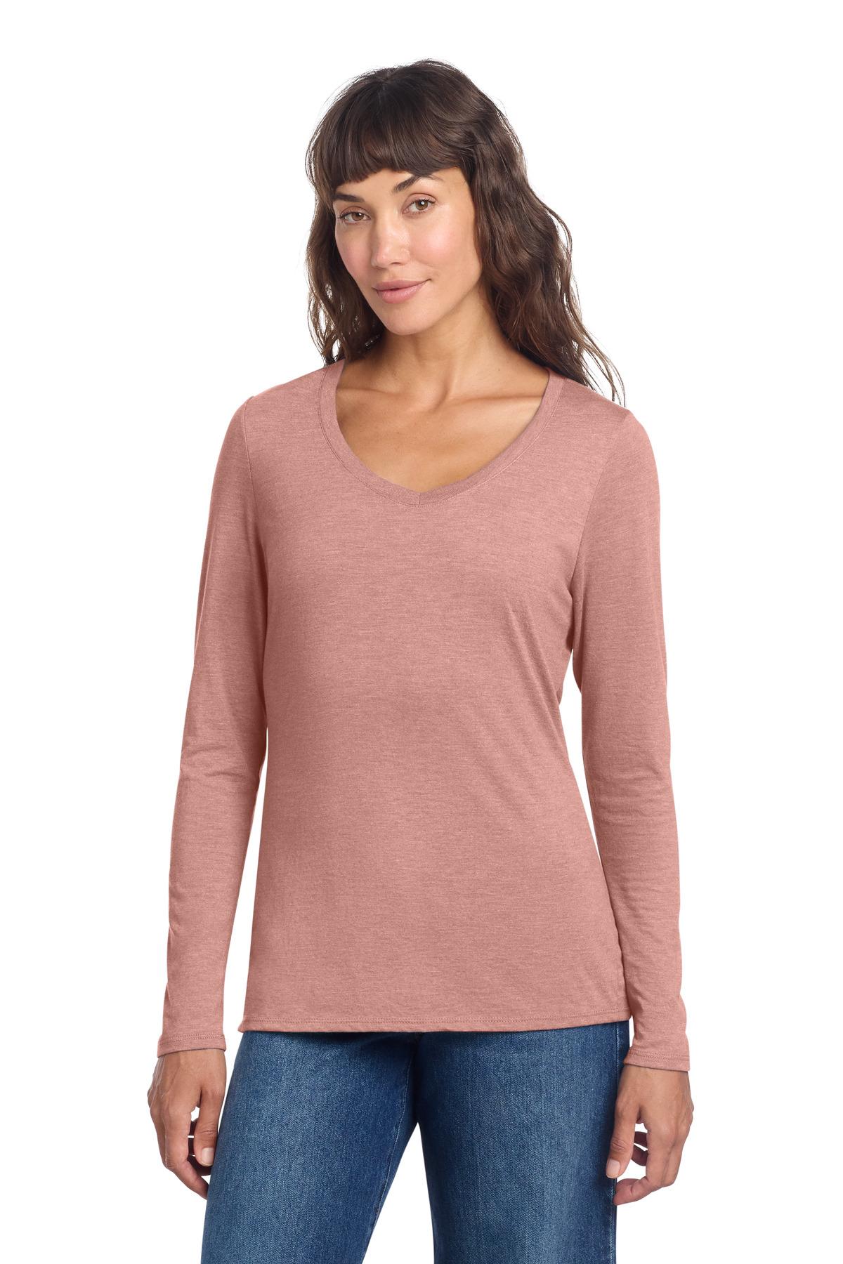District Women's Perfect Tri Long Sleeve V-Neck Tee DT135