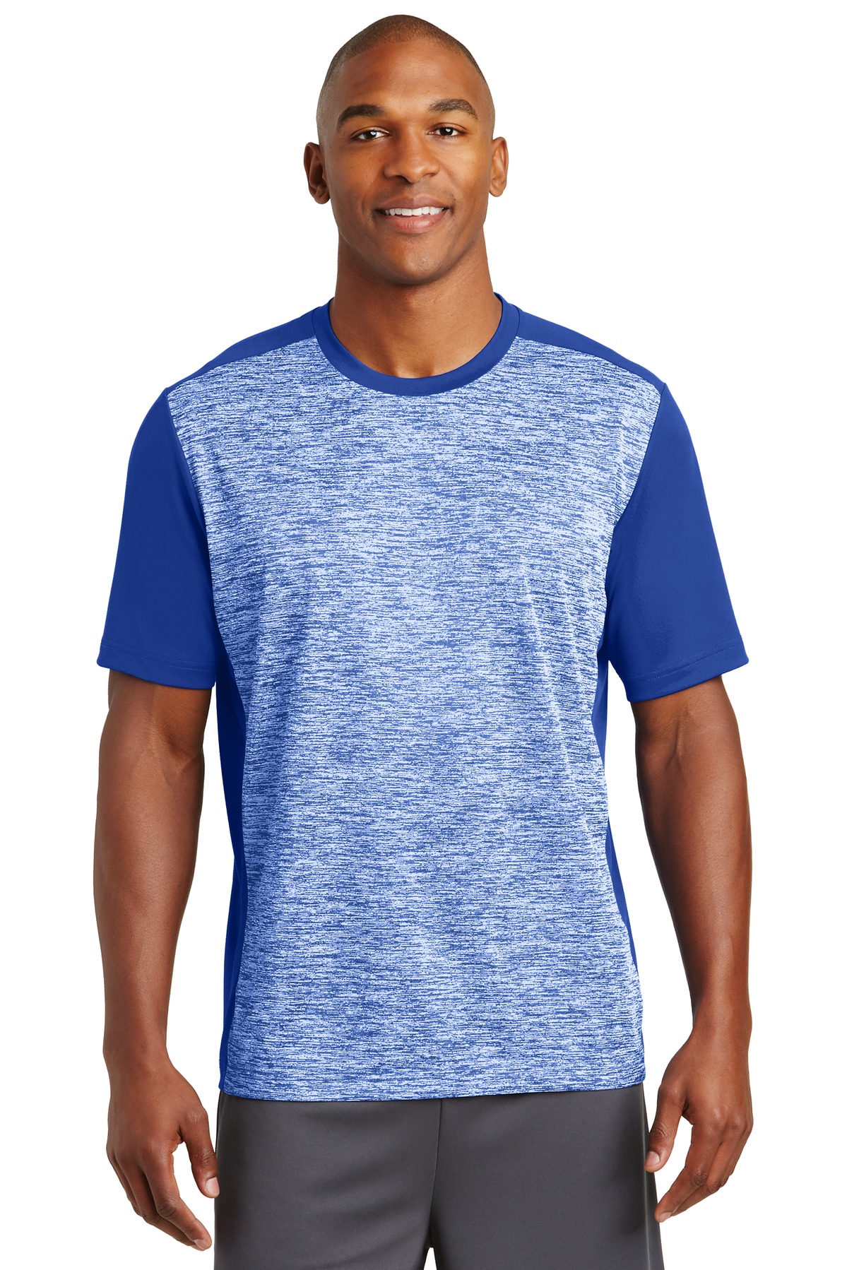 DISCONTINUED Sport-Tek PosiCharge Electric Heather Colorblock Tee. ST395