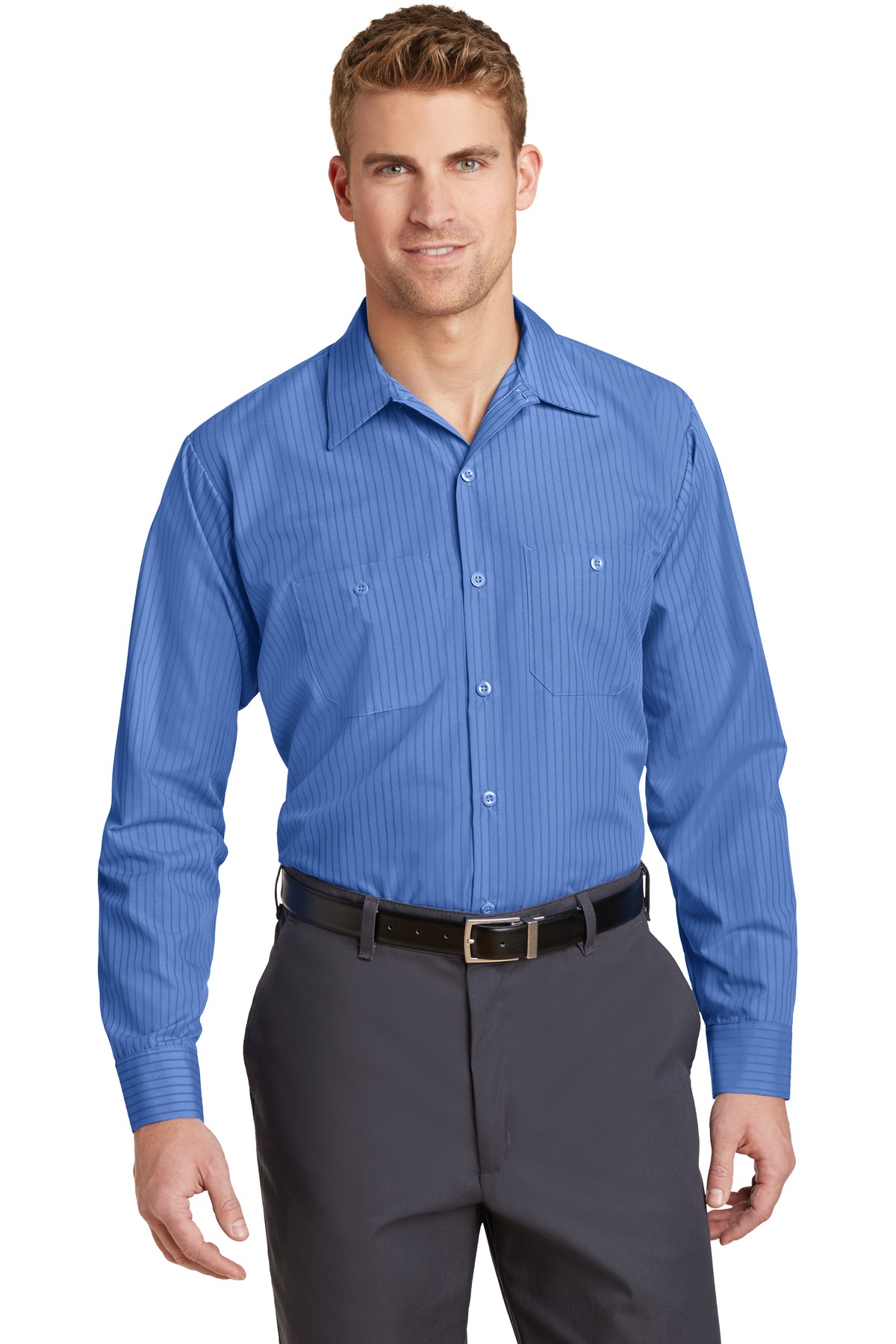 DISCONTINUED Red Kap Long Sleeve Striped Industrial Work Shirt. CS10