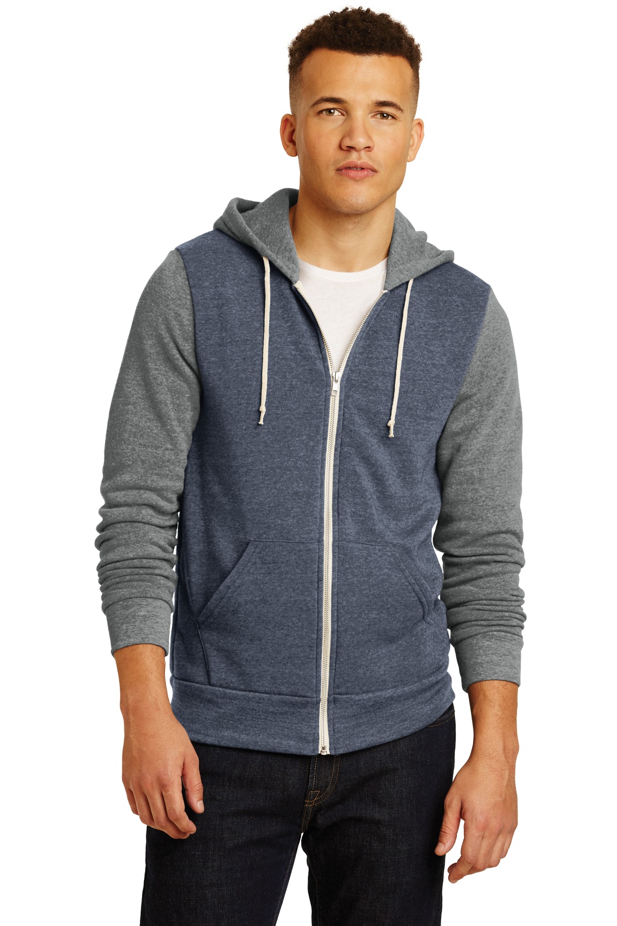 DISCONTINUED Alternative Colorblock Rocky Eco-Fleece Zip Hoodie. AA32023