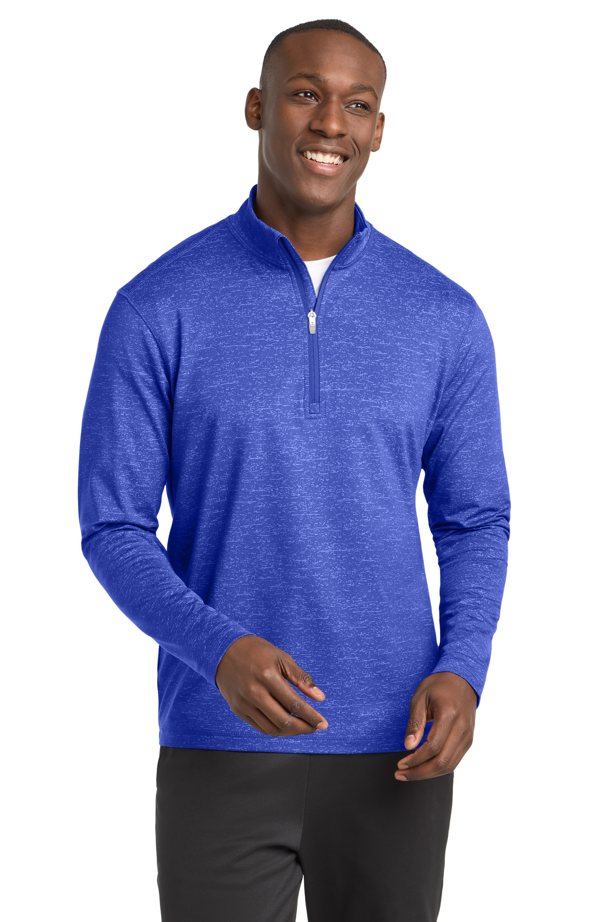 DISCONTINUED Sport-Tek Sport-Wick Stretch Reflective Heather 1/2-Zip Pullover. ST855