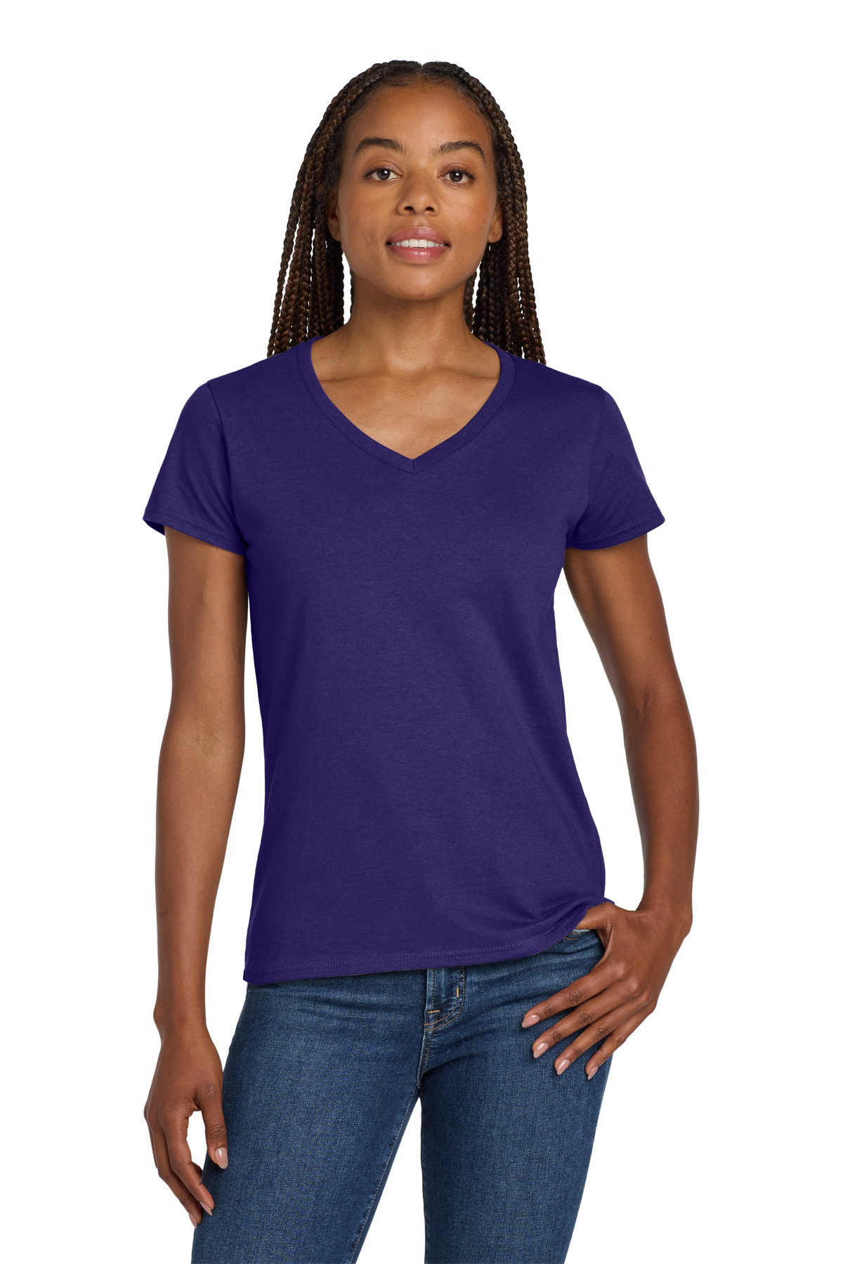 Gildan Women's Heavy Cotton 100% Cotton V-Neck T-Shirt. 5V00L
