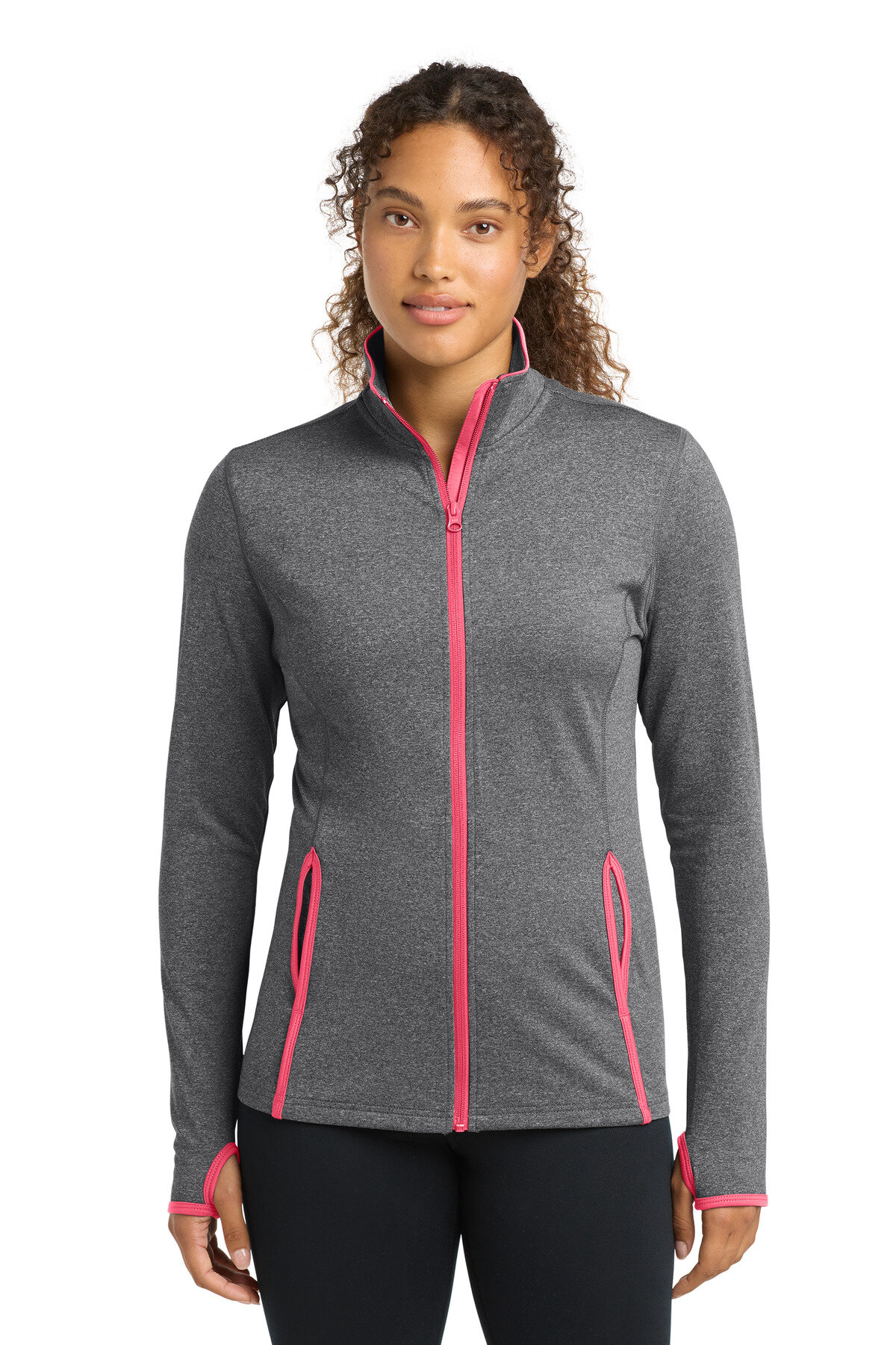 Sport-Tek Women's Sport-Wick Stretch Contrast Full-Zip Jacket. LST853