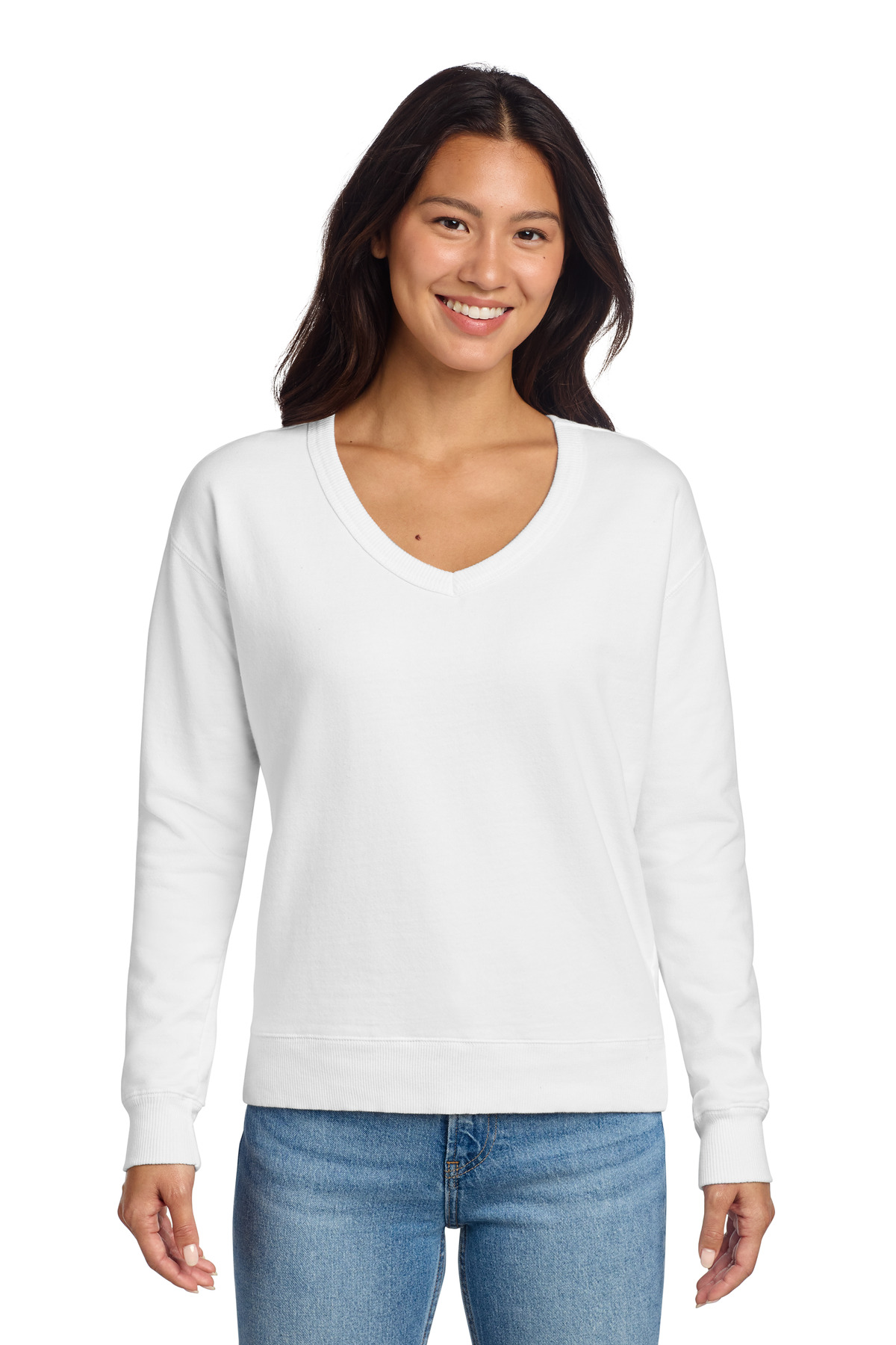 Port & Co Women's Beach Wash Garment-Dyed V-Neck Sweatshirt LPC098V