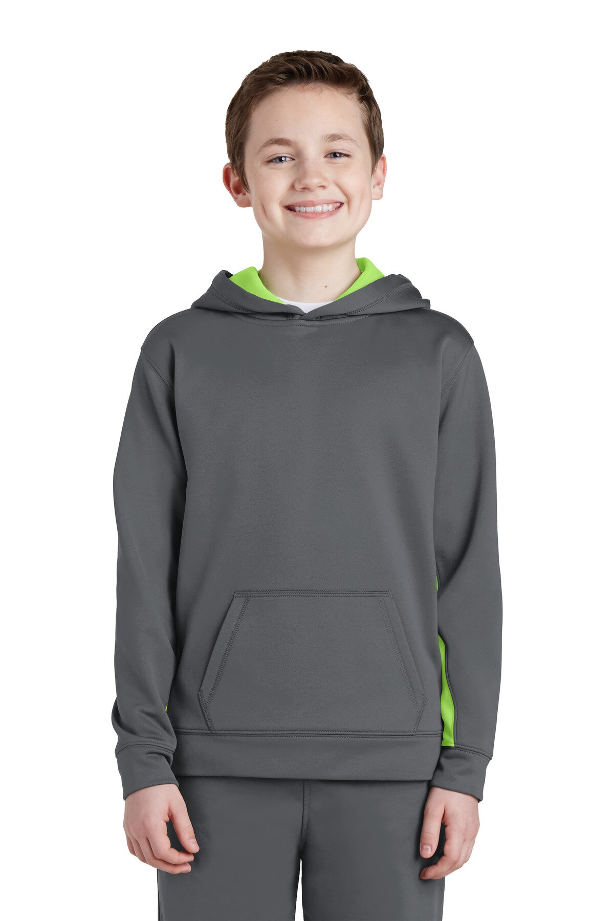 Sport-Tek Youth Sport-Wick Fleece Colorblock Hooded Pullover. YST235