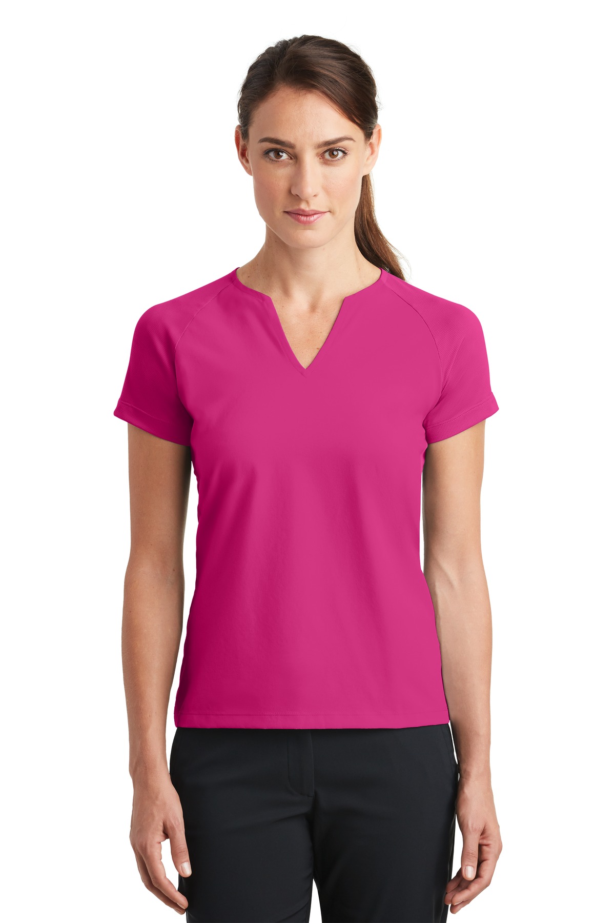 DISCONTINUED Nike Ladies Dri-FIT Stretch Woven V-Neck Top. 838960