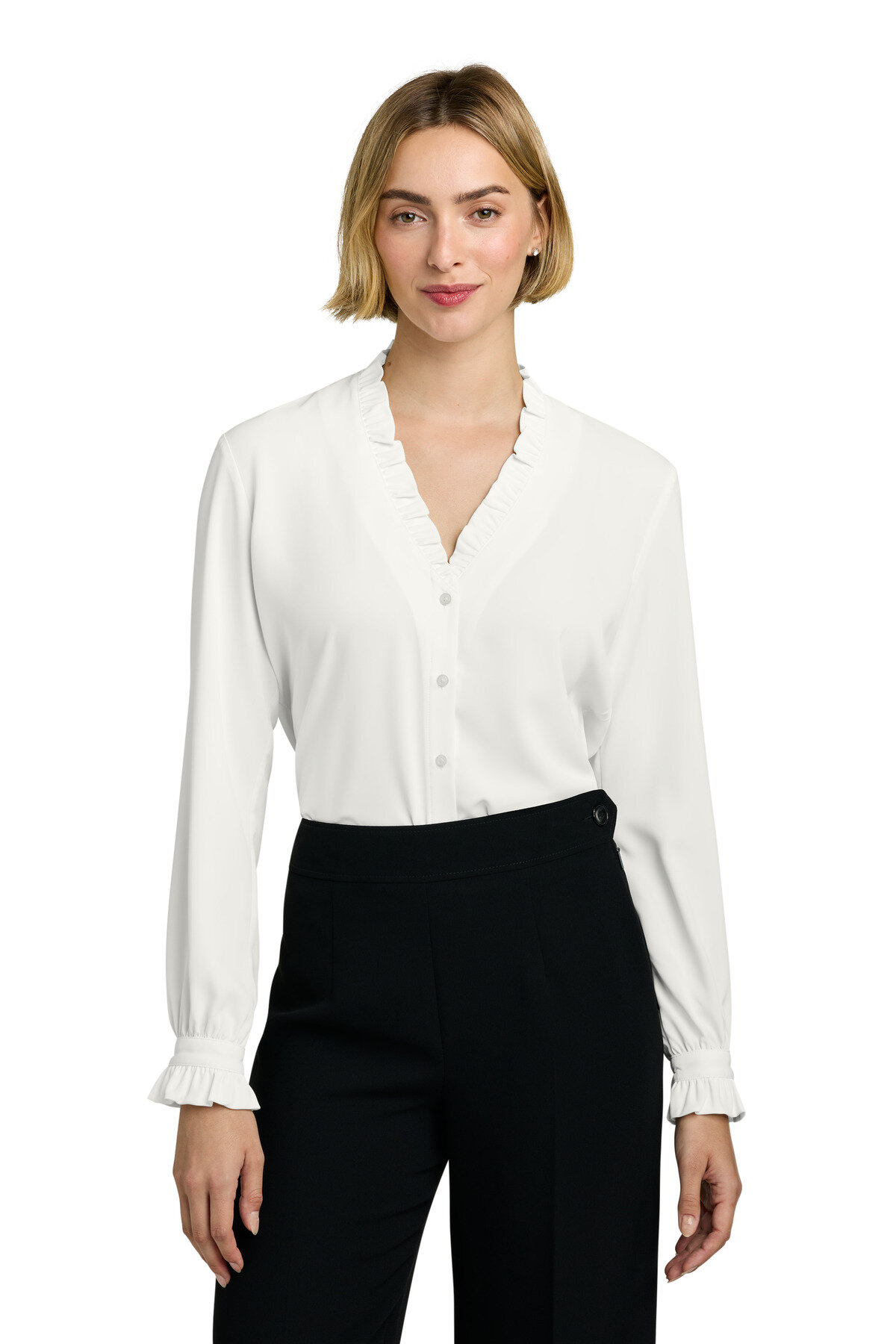 Brooks Brothers Women's Long Sleeve Ruffle Collar Blouse BB18011