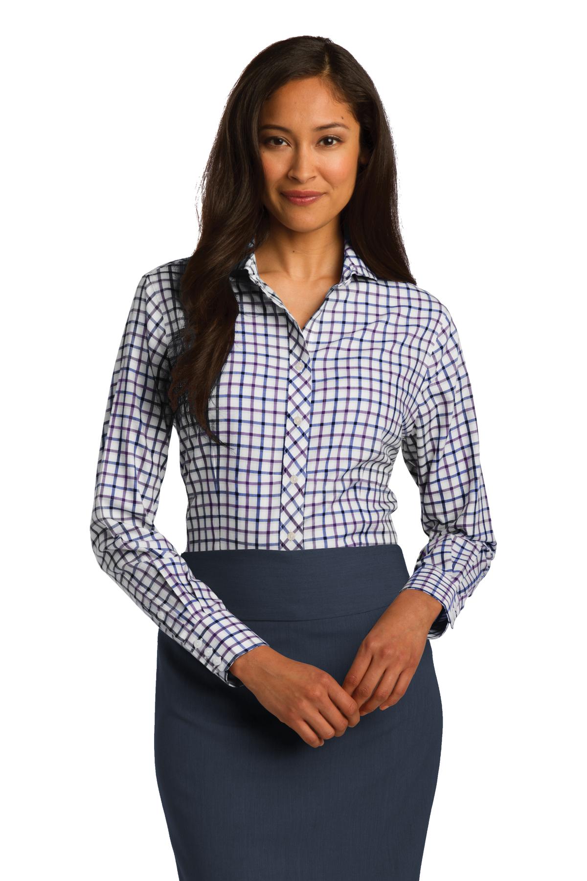 DISCONTINUED Red House Ladies Tricolor Check Non-Iron Shirt. RH75