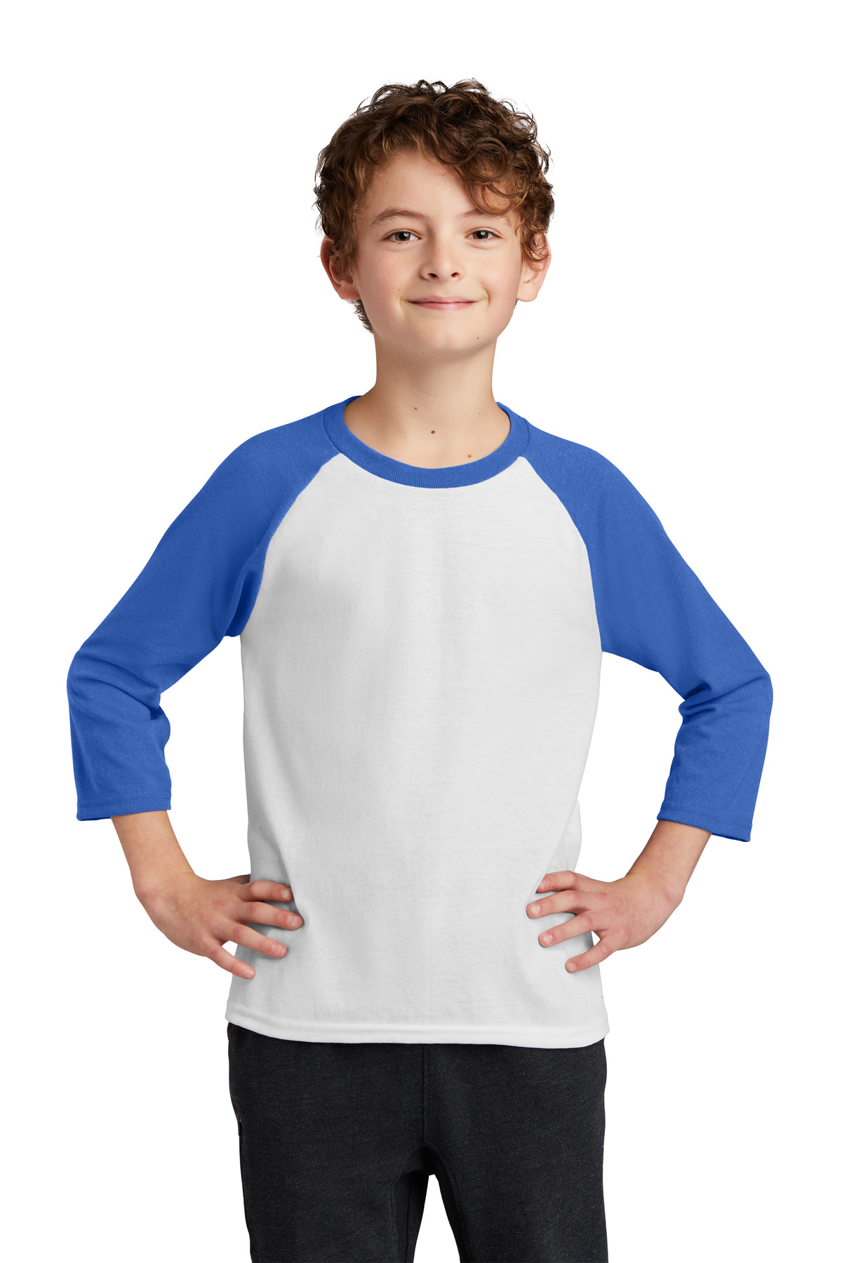 DISCONTINUED Port & Company® Youth Core Blend 3/4-Sleeve Raglan Tee. PC55YRS