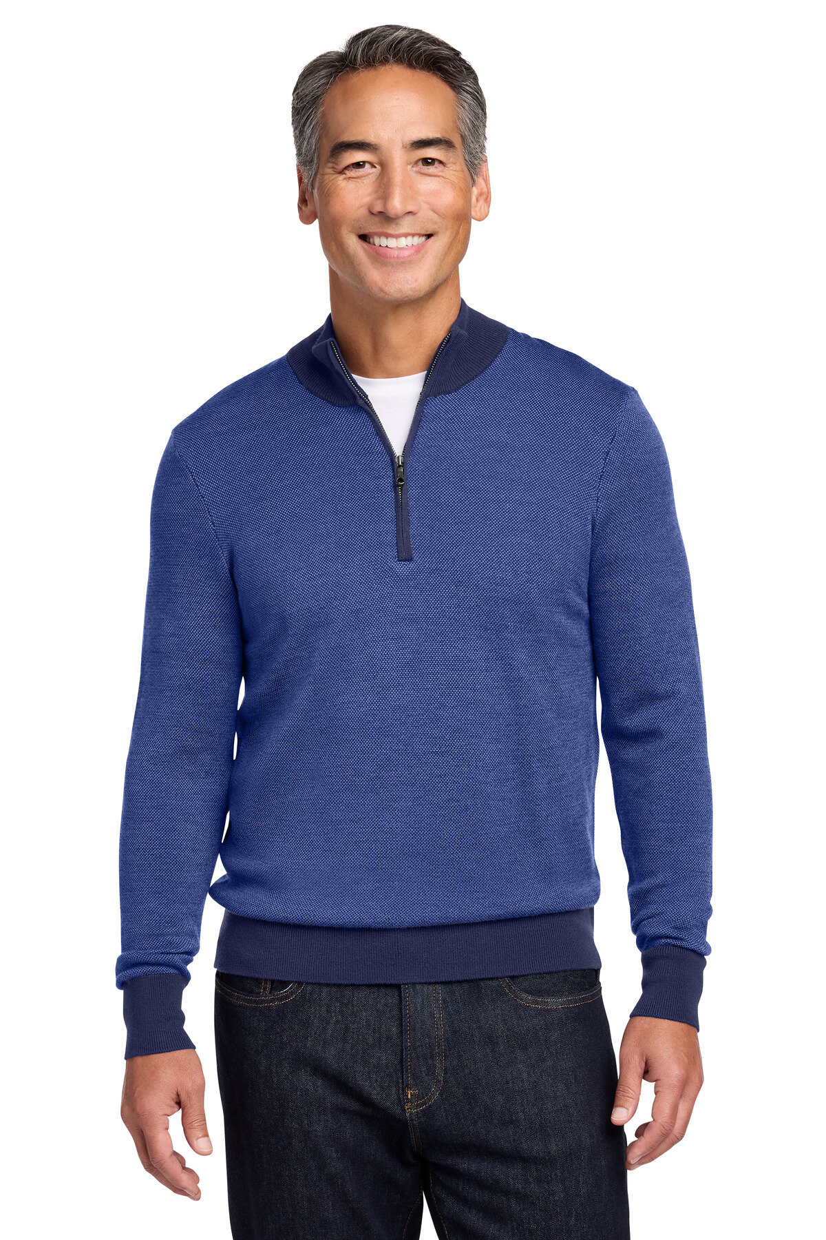 Brooks Brothers Washable Merino Birdseye 1/4-Zip Sweater BB18412