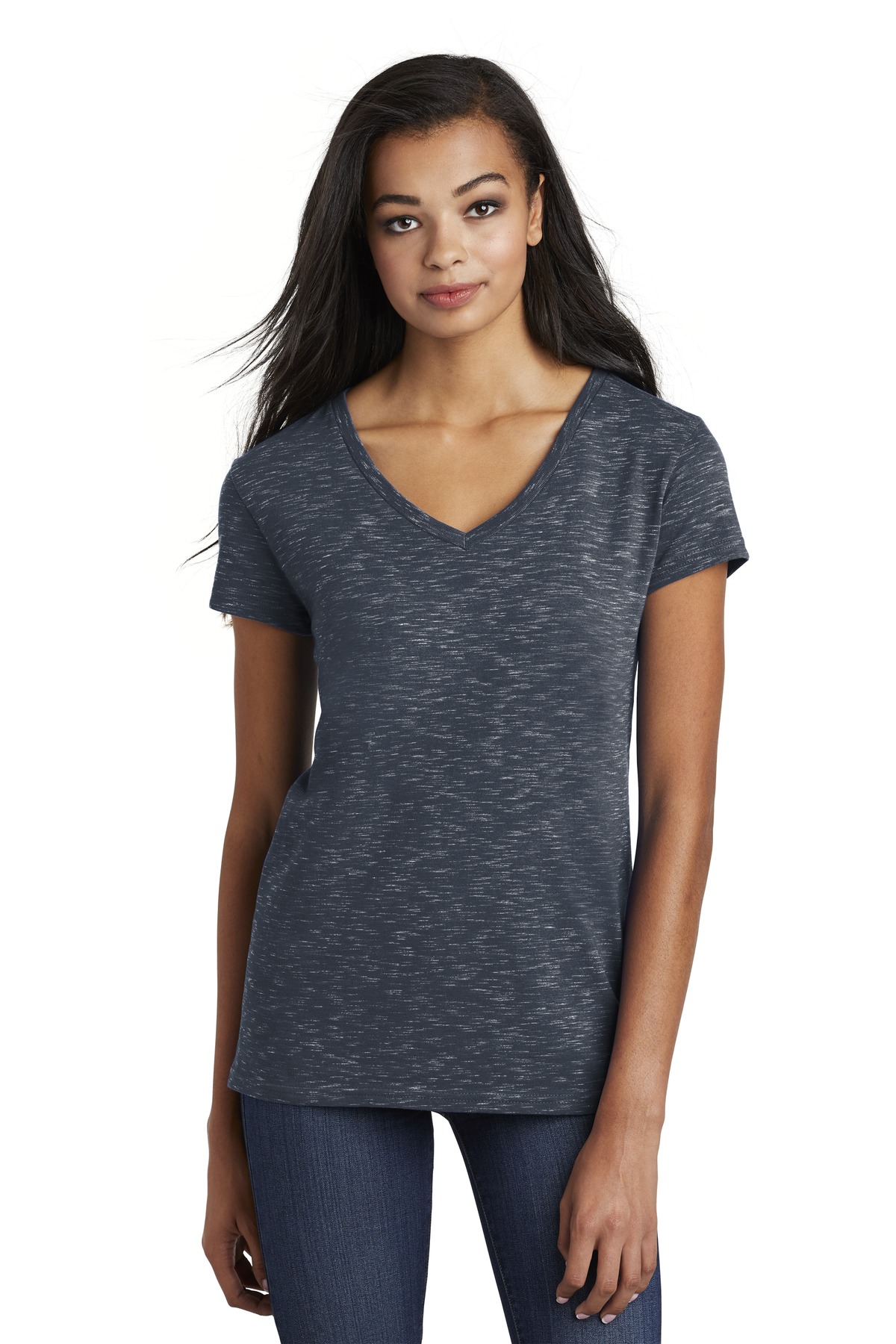 DISCONTINUED District Women's Medal V-Neck Tee. DT664